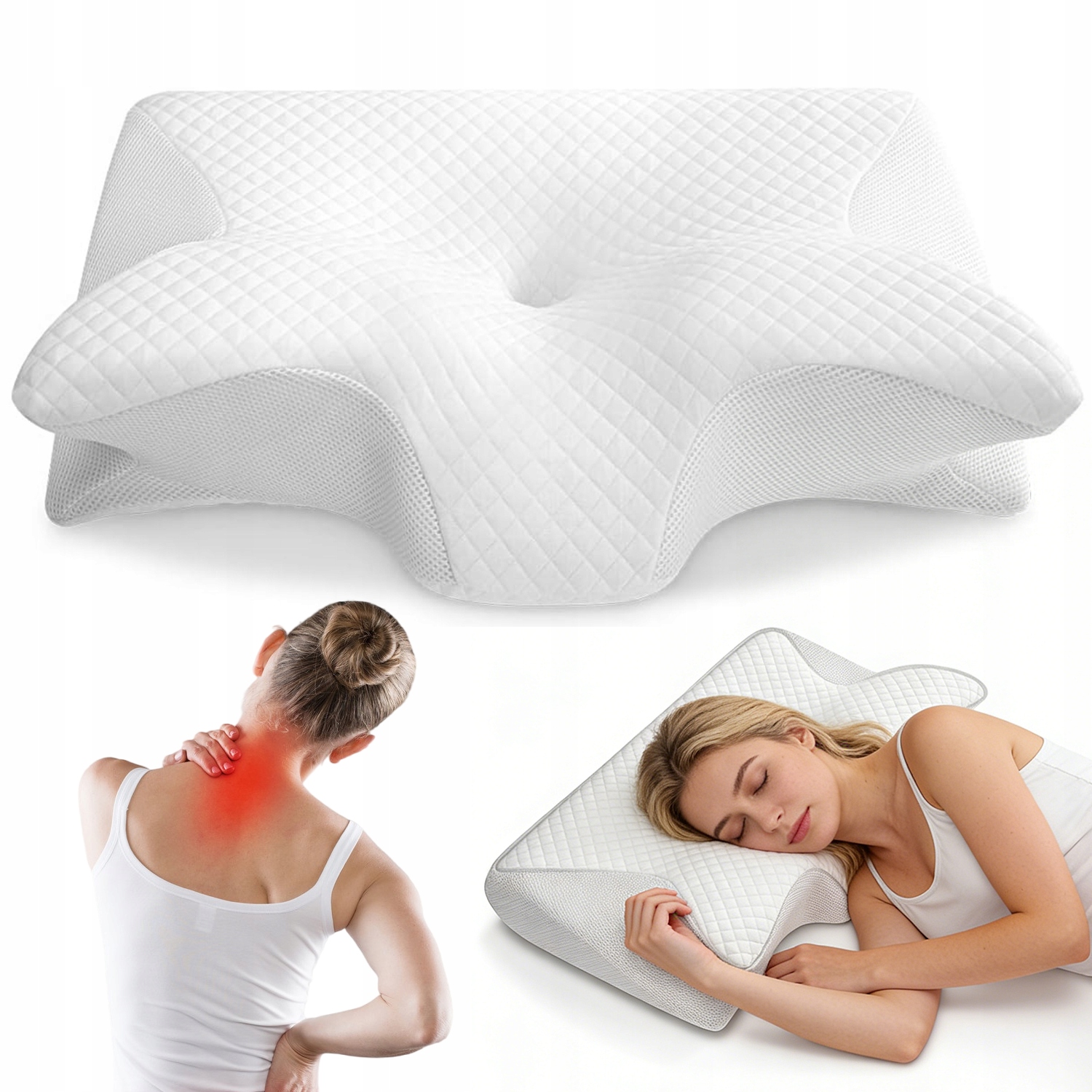 Poduszka Z Pianki Memory Ergonomiczna O Dwóch Wysokościach 60*40*14CM