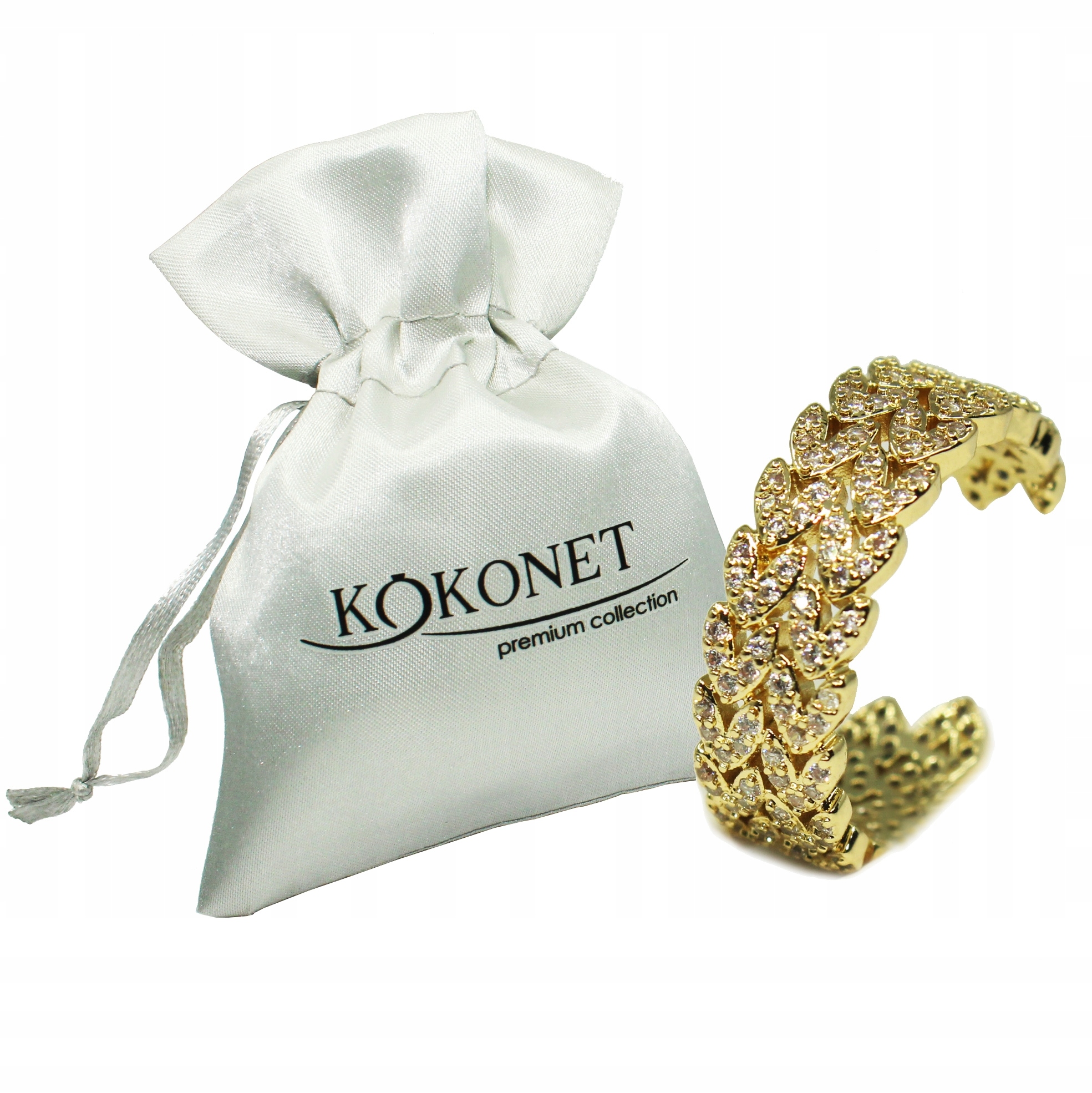 Masivní snubní prsten se zlatými lístky Boho, univerzální