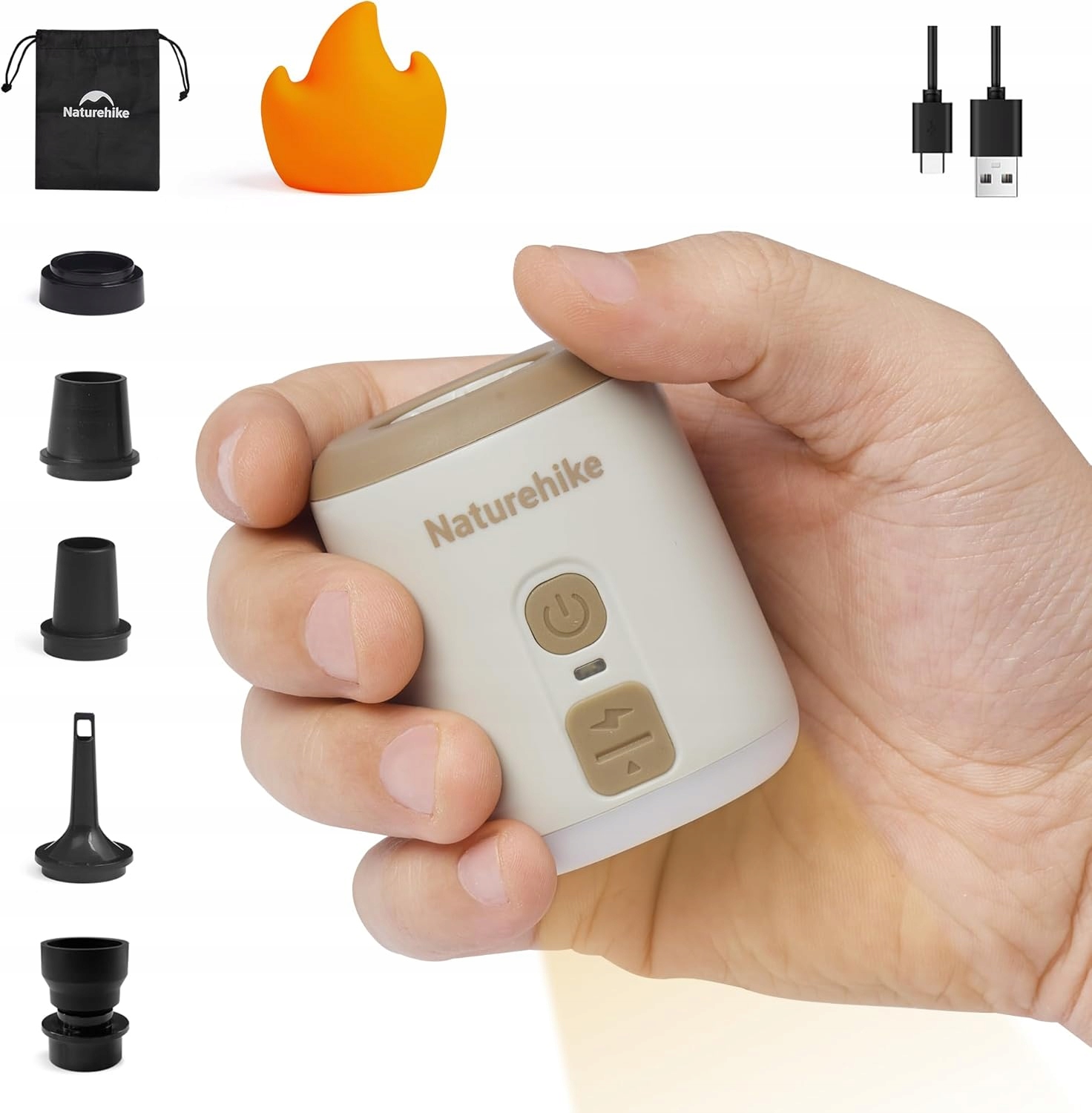 Akumulátorová Pumpička Usb-c Led 1600mAh 6 Nástavců