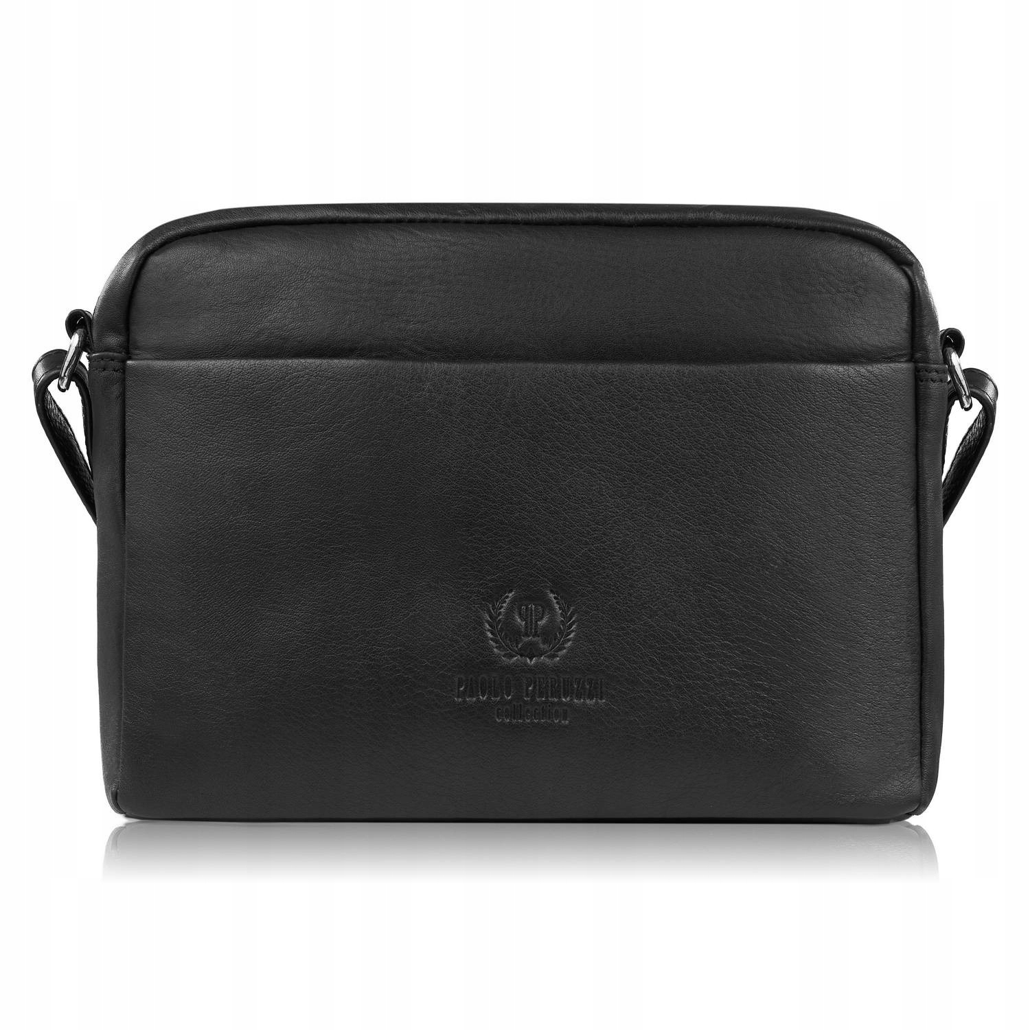 Torebka damska skórzana na ramię ze srebrnymi okuciami czarna Paolo Peruzzi