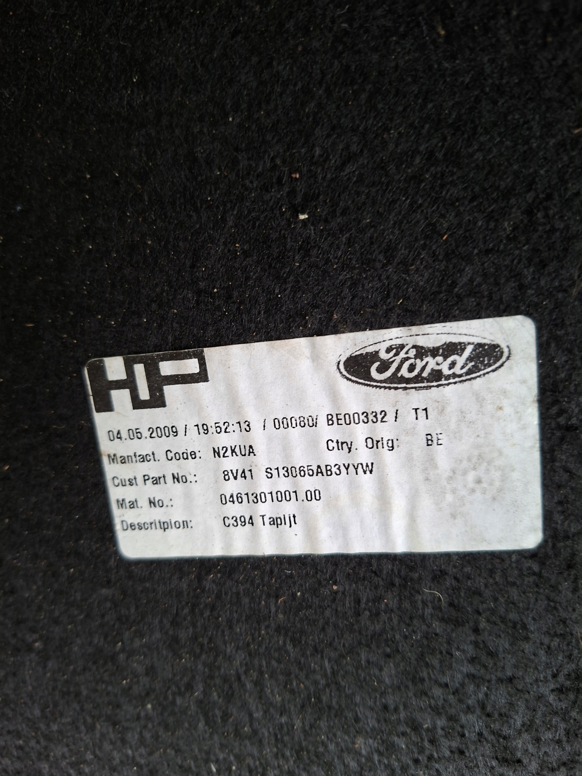 mats boot FORD KUGA MK1 8V41-S13065-AB
