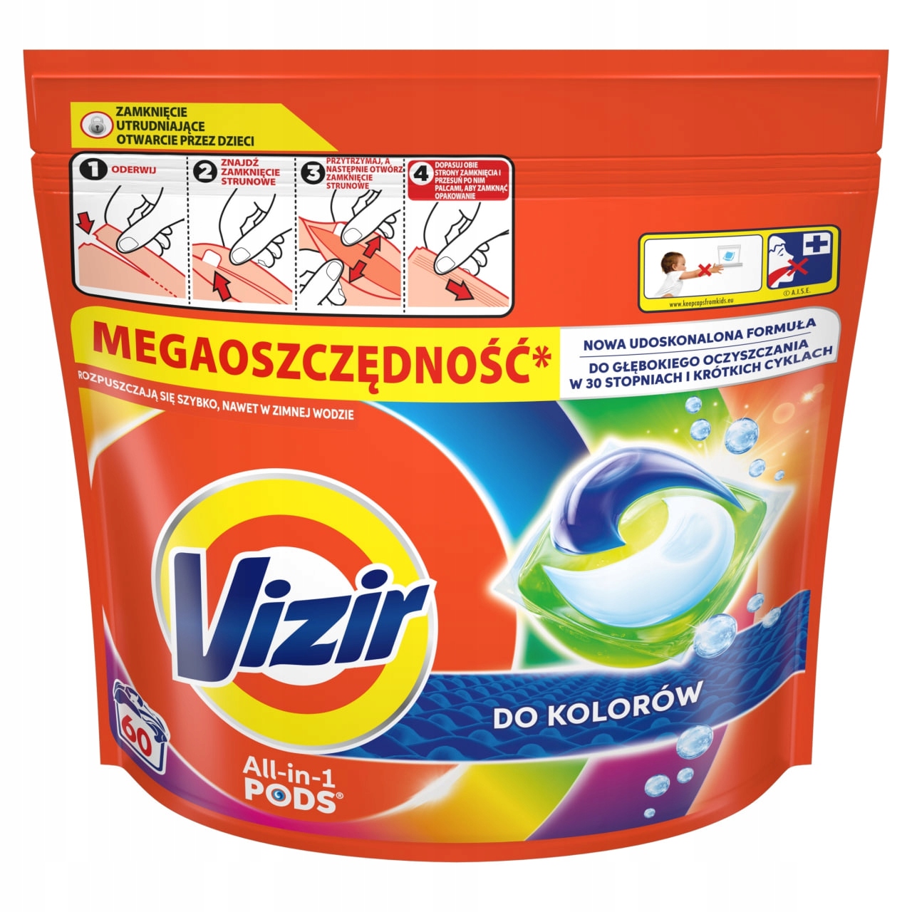 Kapsle na praní, barevné Vizir All In 1 Pods Color 60 kusů
