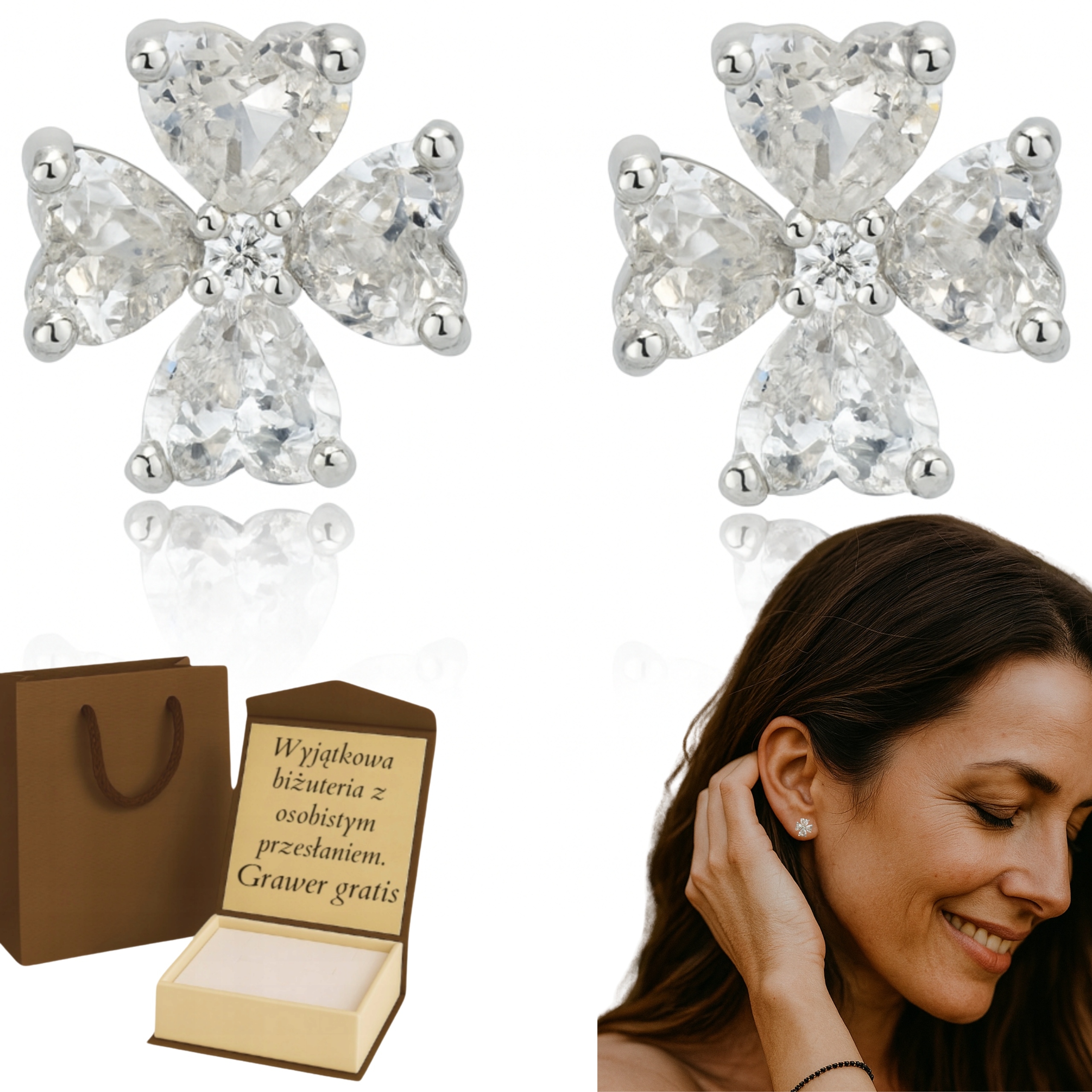 Dámské stříbrné Náušnice Zirkony Pr 925, Gravírování , Stříbro