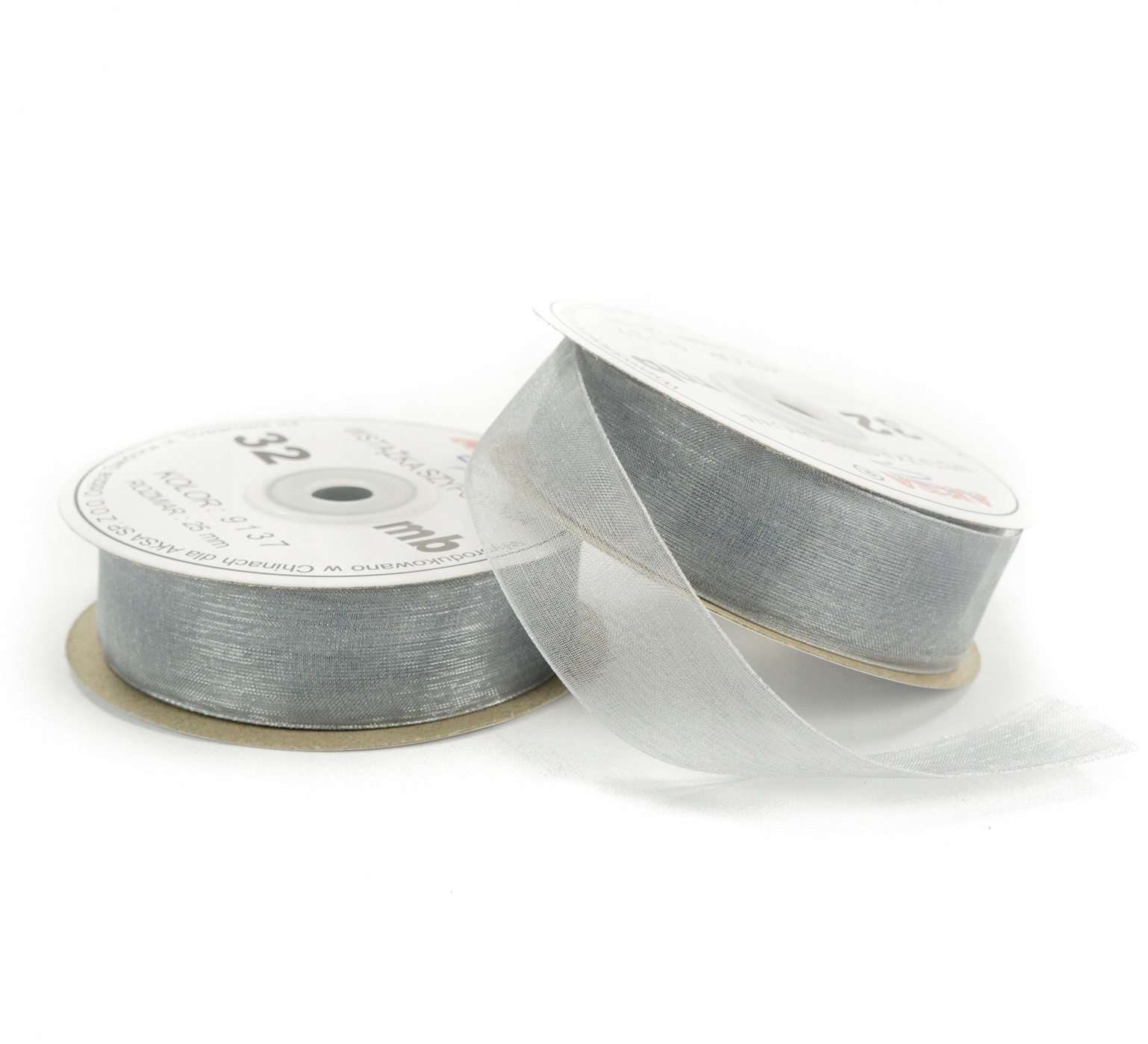 

Wstążki wstążka tasiemka szyfonowa j. srebrna 25mm