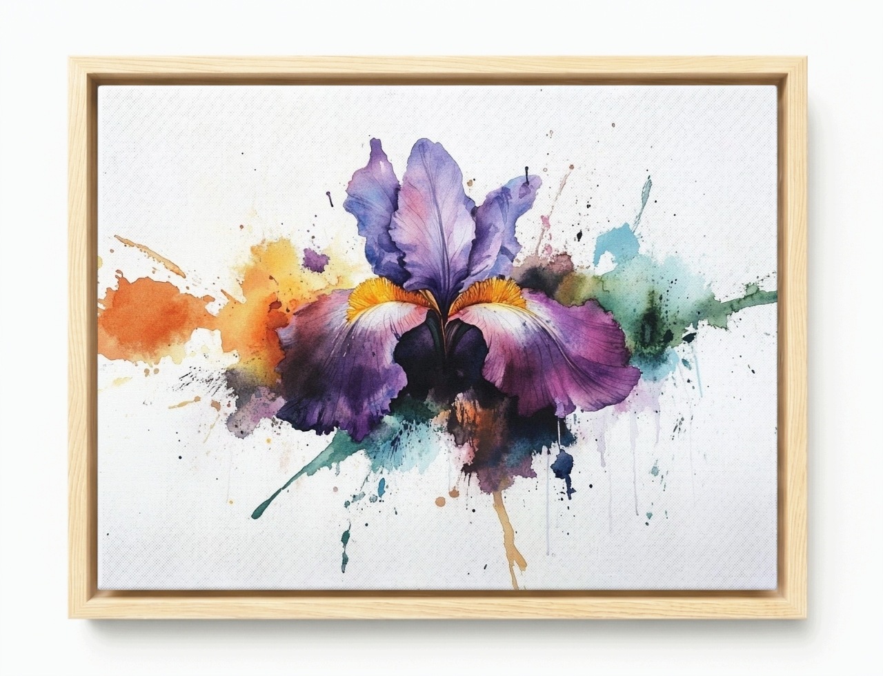 Obraz Rám American Box Akvarel Príroda Fialový Kvet Irys Splash 80x60