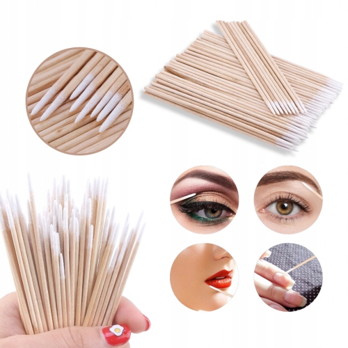 DREWNIANE PATYCZKI KOSMETYCZNE Z BAWEŁNĄ 100 SZTUK Marka Clavier