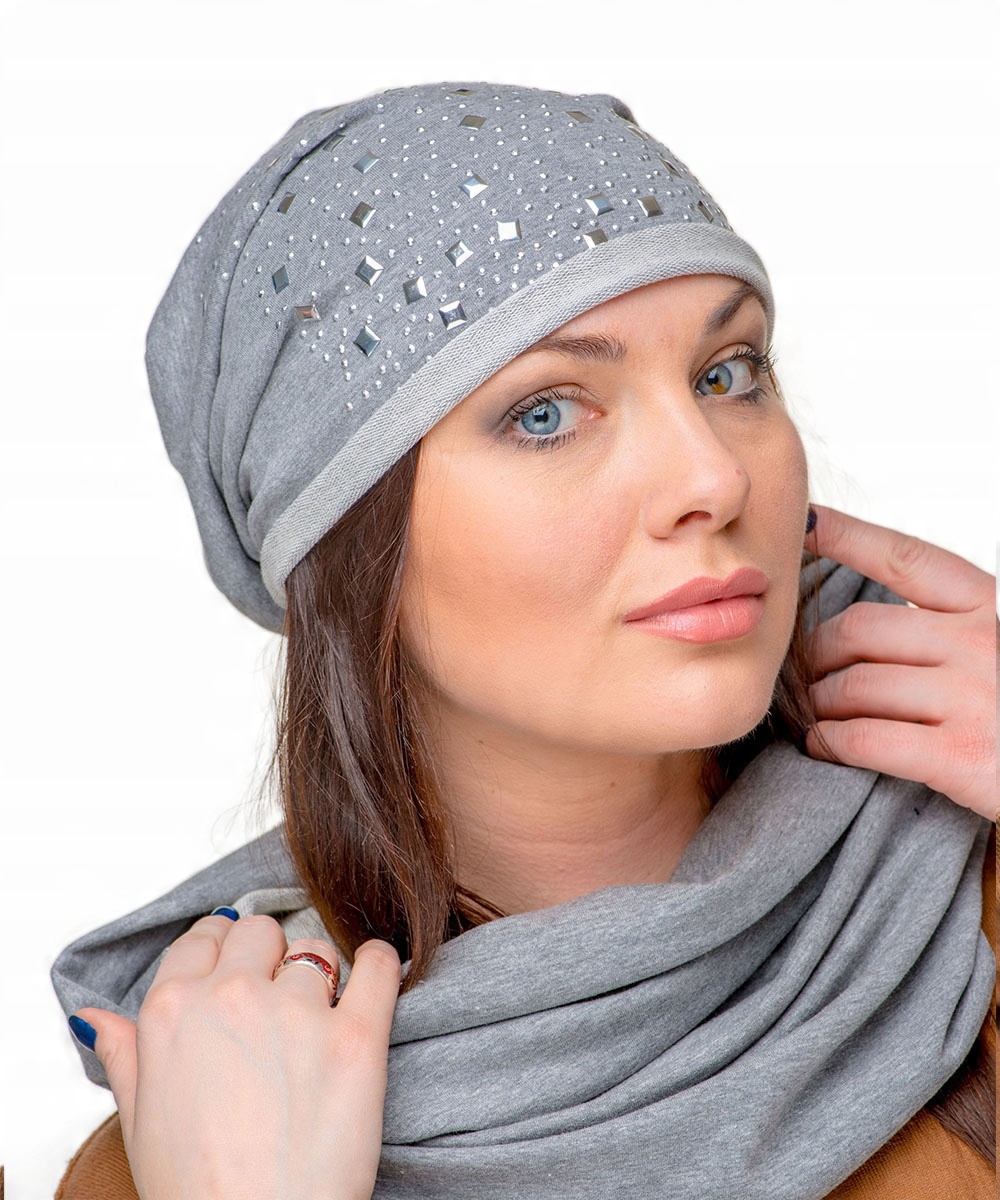 

Szara Czapka Beanie Smerfetka Modna Kamyki