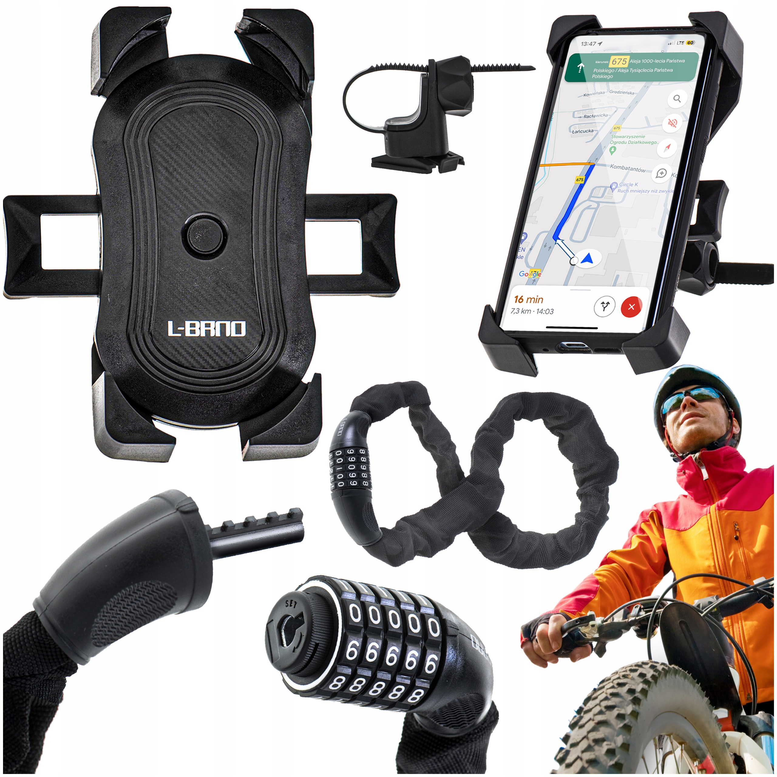 ZAPIĘCIE DO ROWERU BLOKADA ZABEZPIECZENIE UCHWYT ROWEROWY NA KIEROWNICĘ