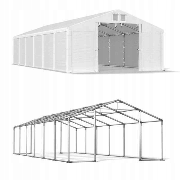 Namiot imprezowy o wymiarach 8 x 12 metrów z solidnym dachem