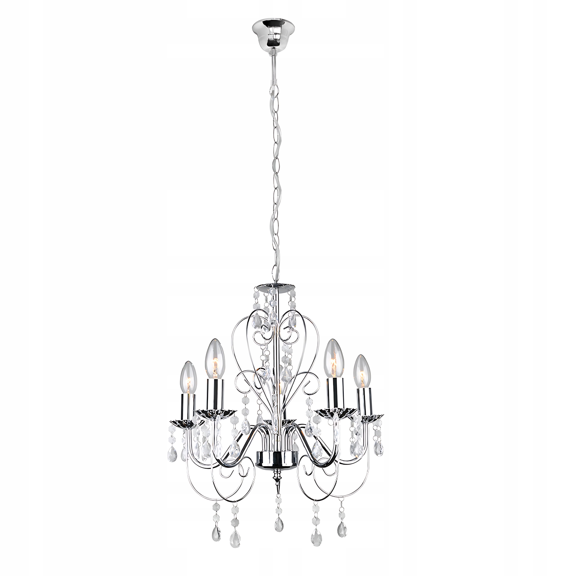 Křišťálový Lustr Závěsné Stropní Svítidlo Toolight EBT008-5CP Chrom