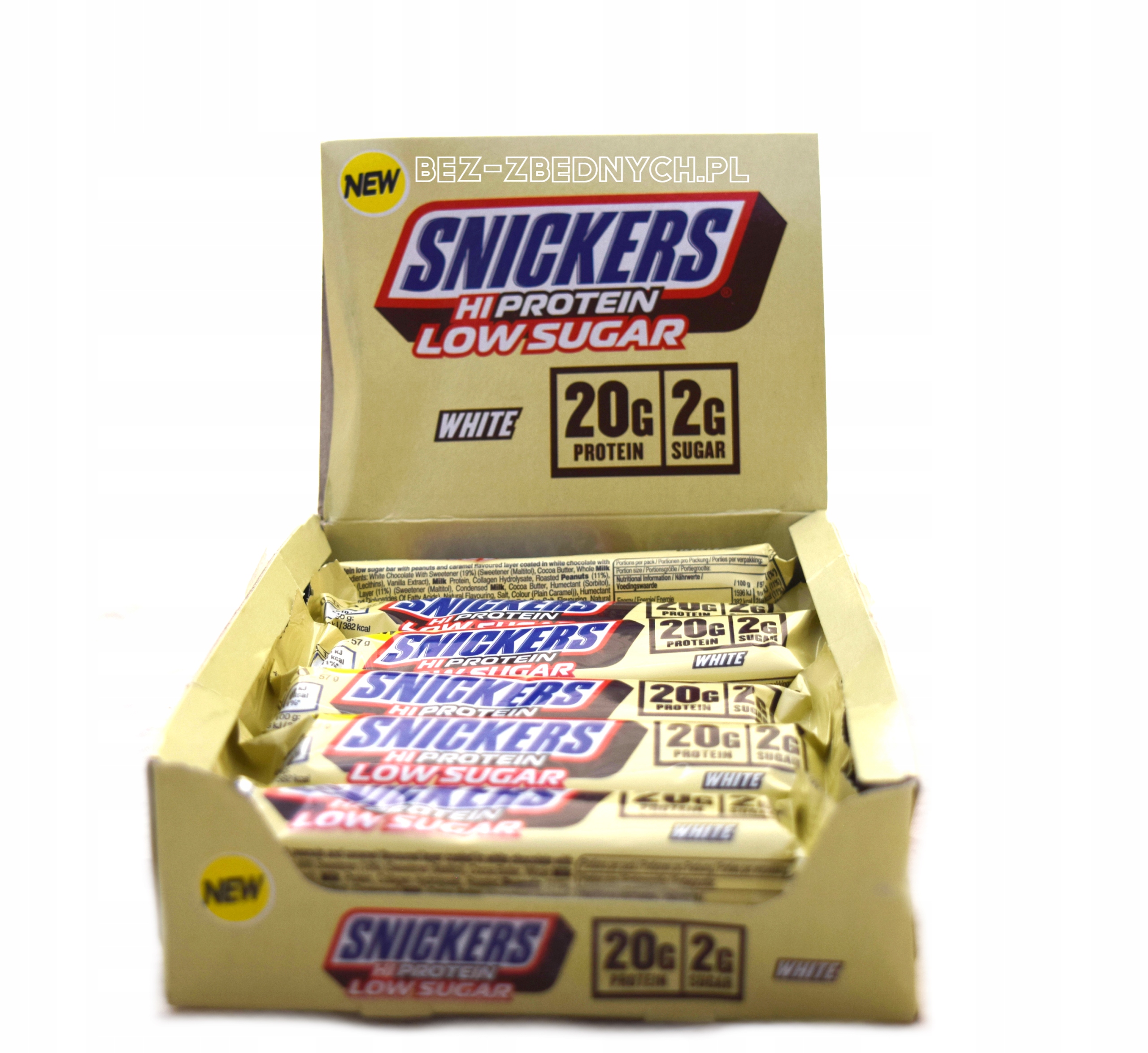 Levně Snickers HiProtein Low Sugar White Bar 57 g Čokoládový Mléčný Protein Maltitol