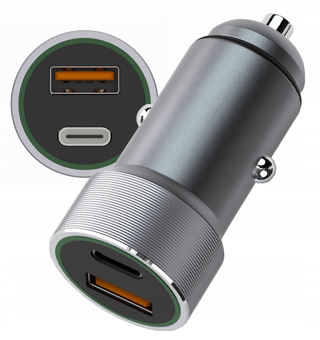 SZYBKA Ładowarka Samochodowa Dual QC3.0 USB+TYPE-C