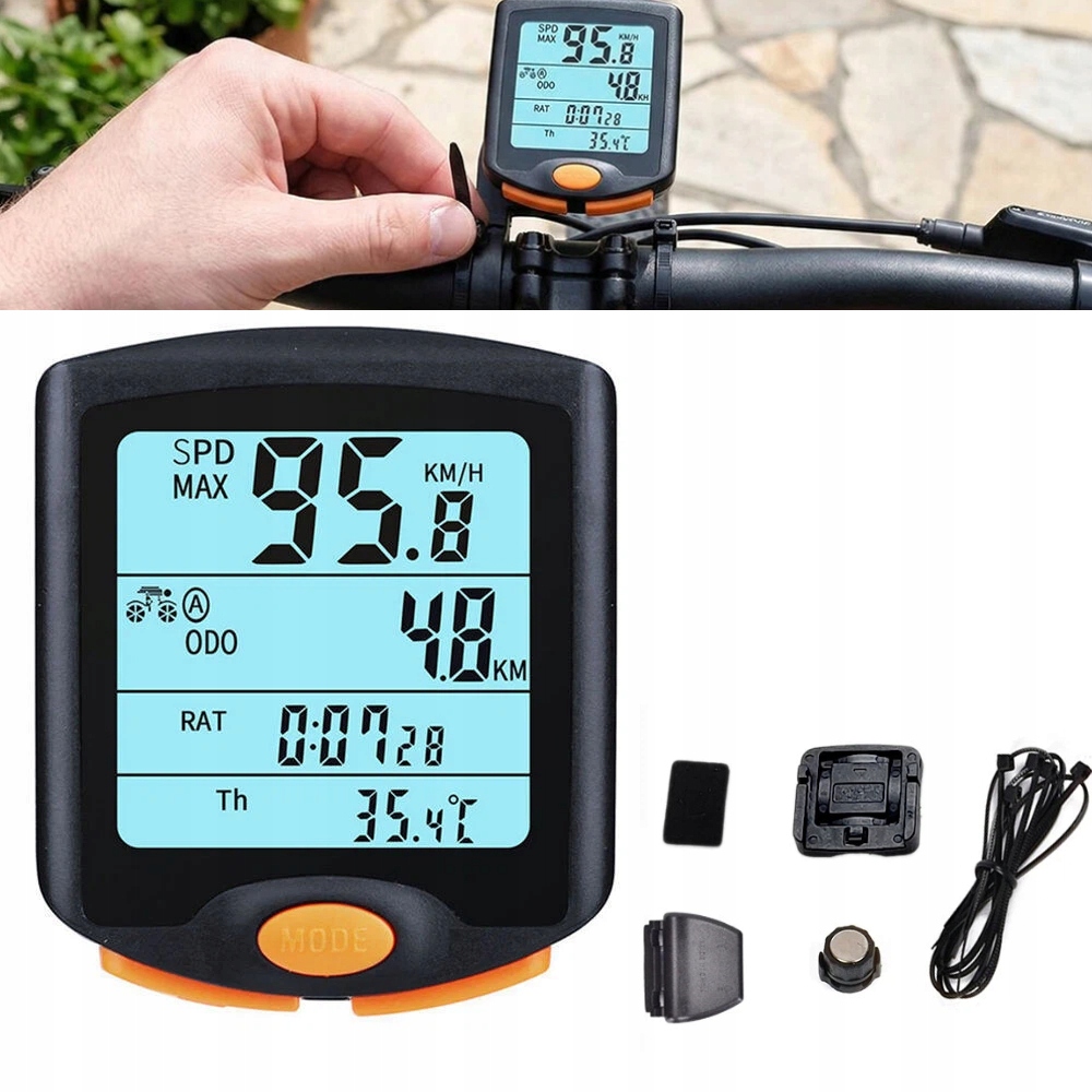 Cyklopočítač Voděodolný noční Rychloměr LCD Sada