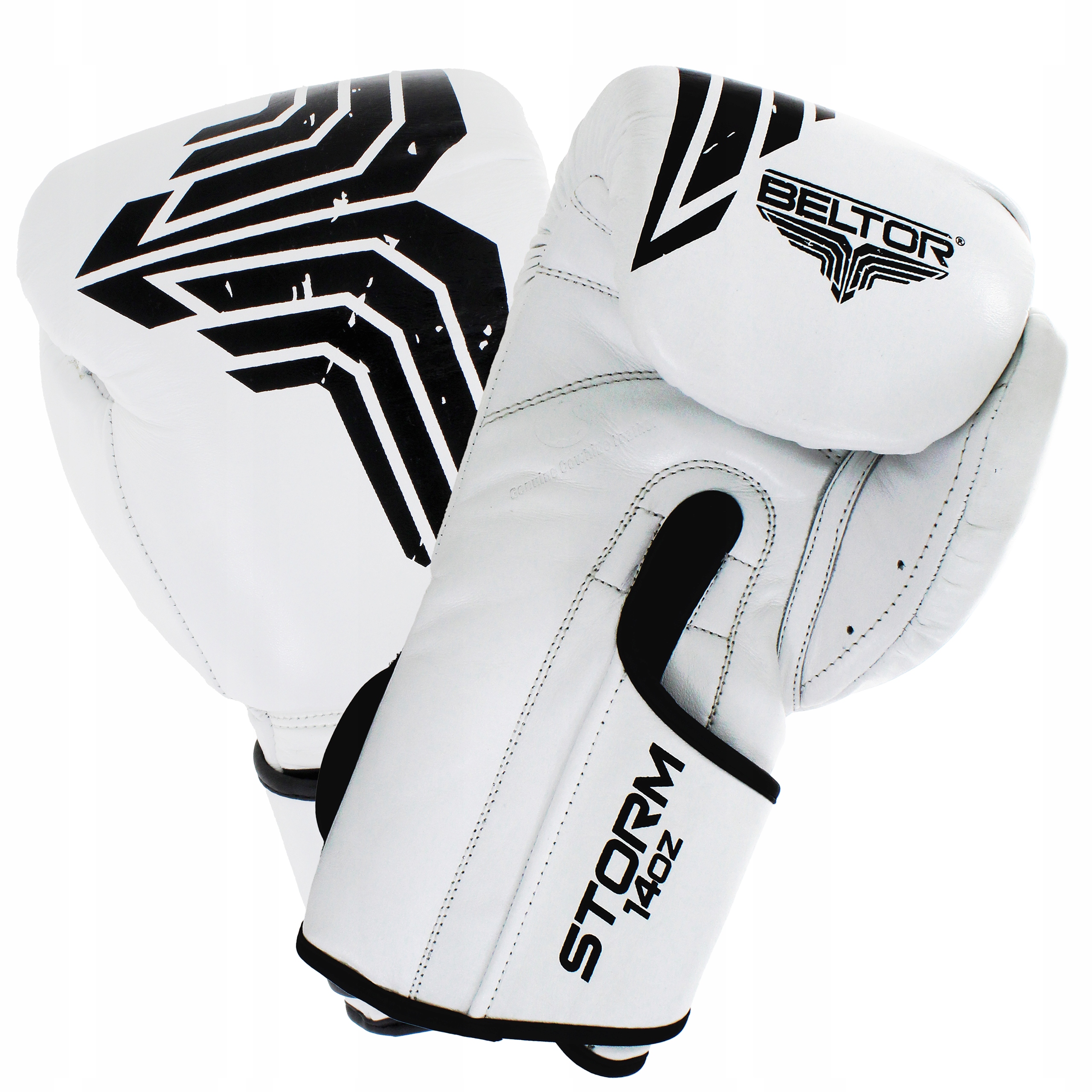 Beltor Rękawice Bokserskie Treningowe Storm White Białe Rozmiar 10 Oz Boks