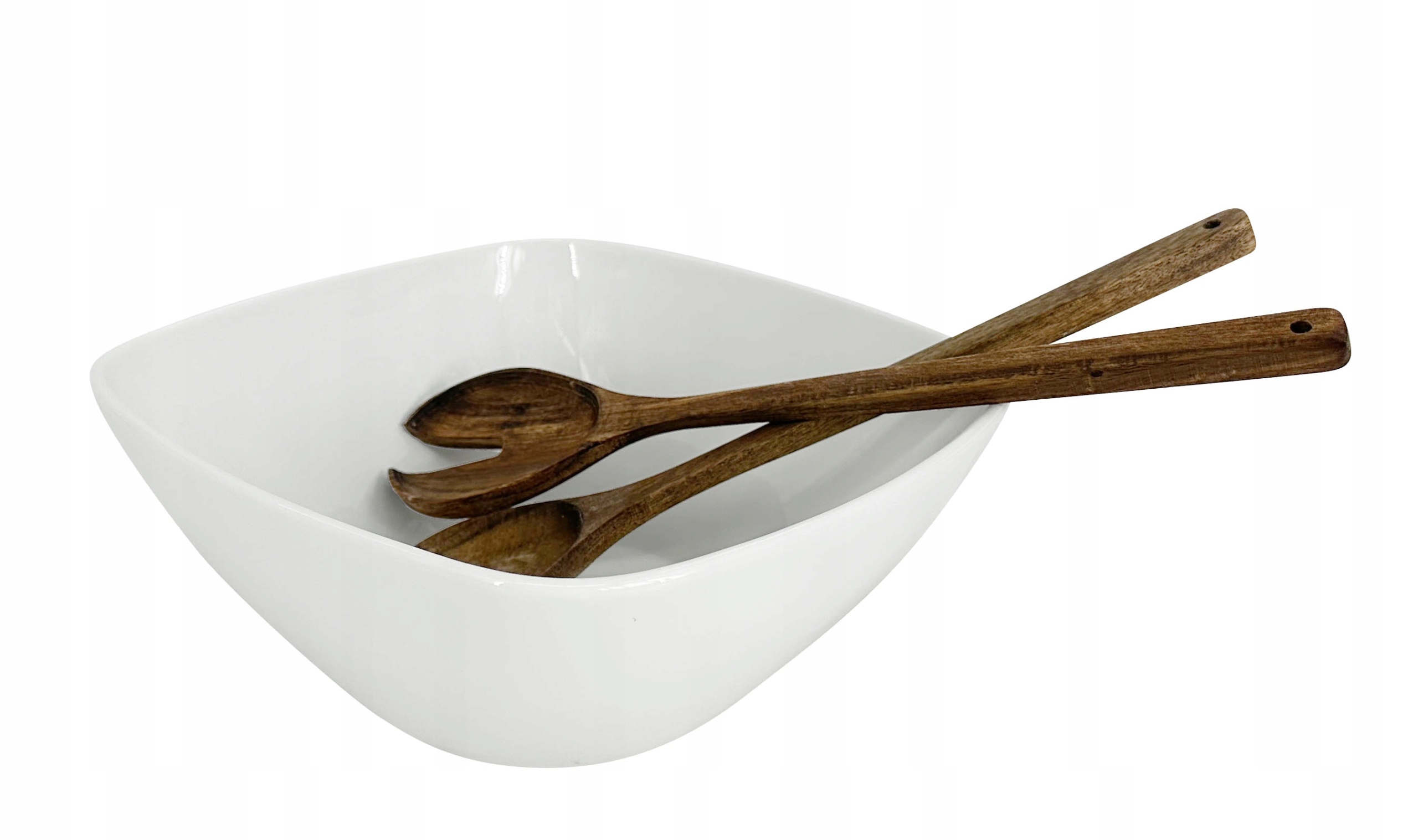 Sada Keramická servírovací mísa se salátovým náčiním 26 cm, bílá