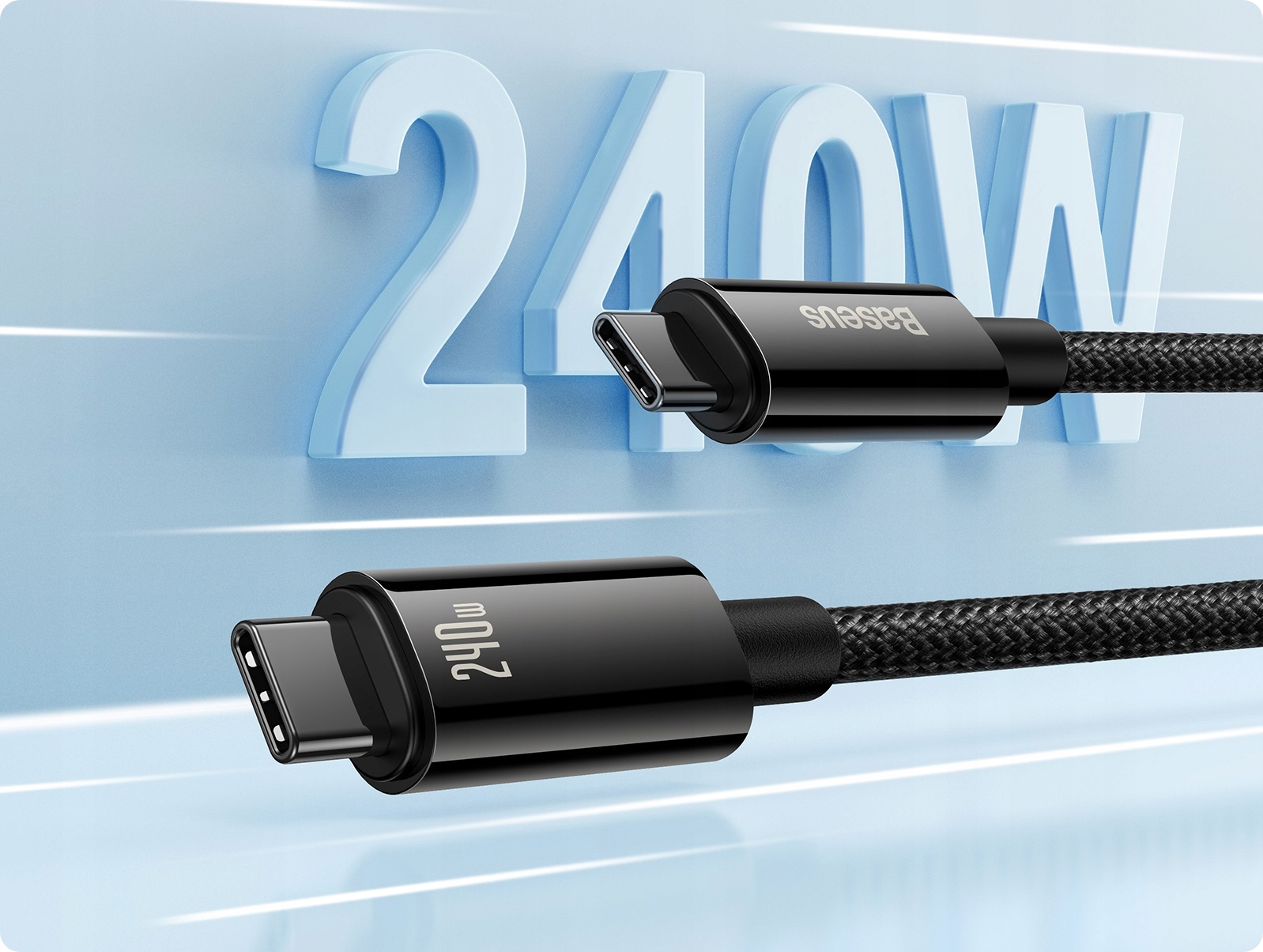 BASEUS MOCNY KABEL USB-C SZYBKIE ŁADOWANIE PRZEWÓD TYP-C 240W PD 3.1 QC 3M Marka Baseus