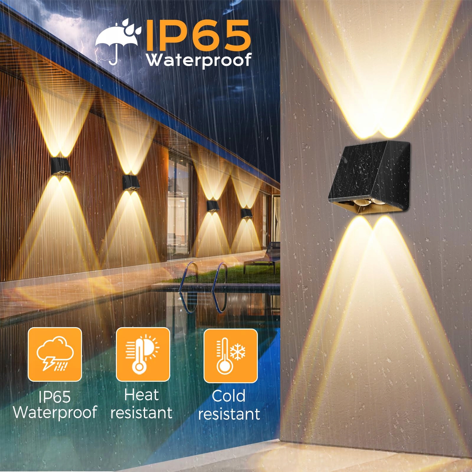 Lampa Solarna Ścienna Zewnętrzna LED IP65 Na Balkon Taras 4 Szt QUNTIS — miniatura 5