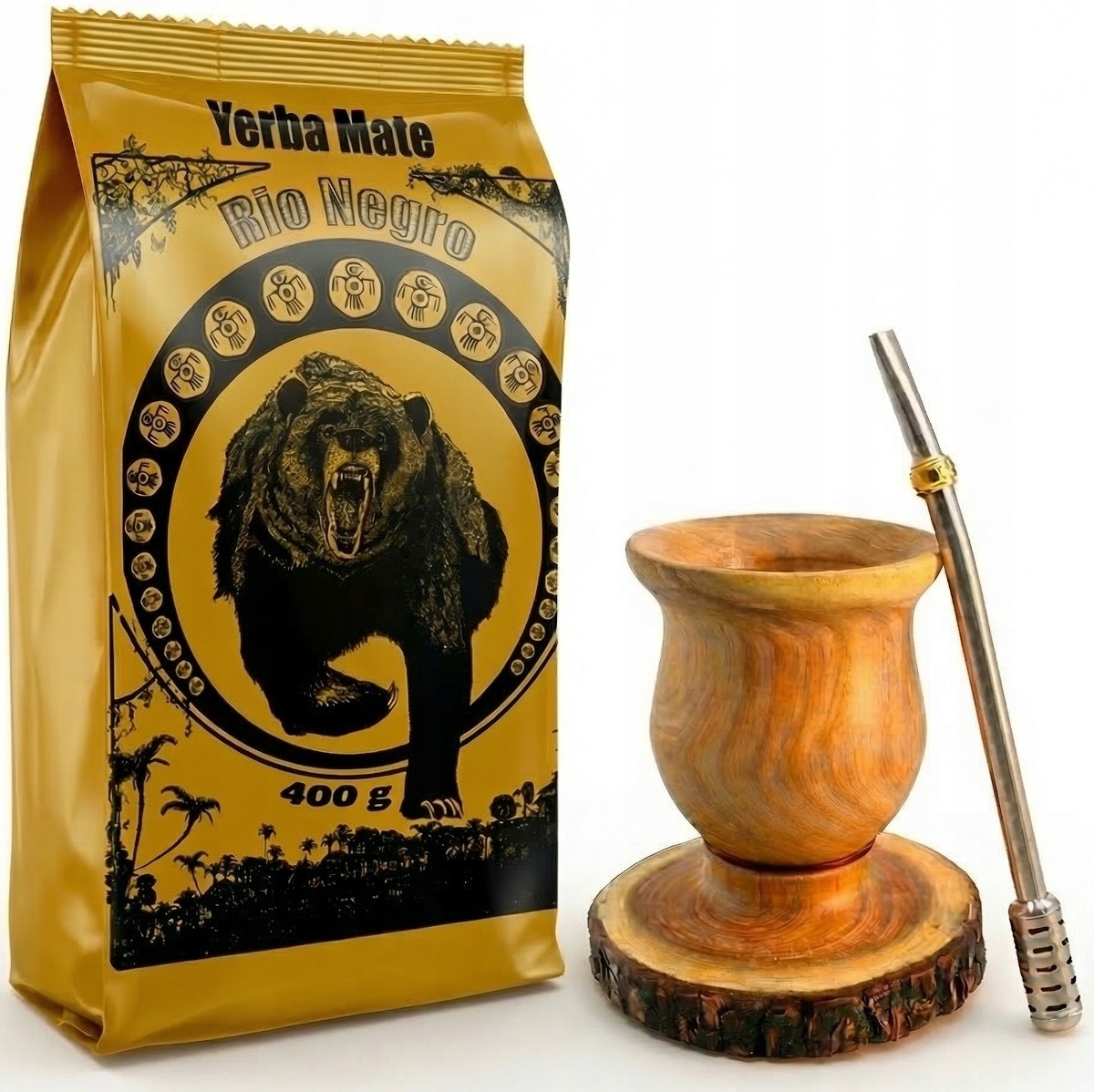 Sada Yerba Mate Rio Negro 400 g Matero z dřeva Nandubay 150 Ml Argentina