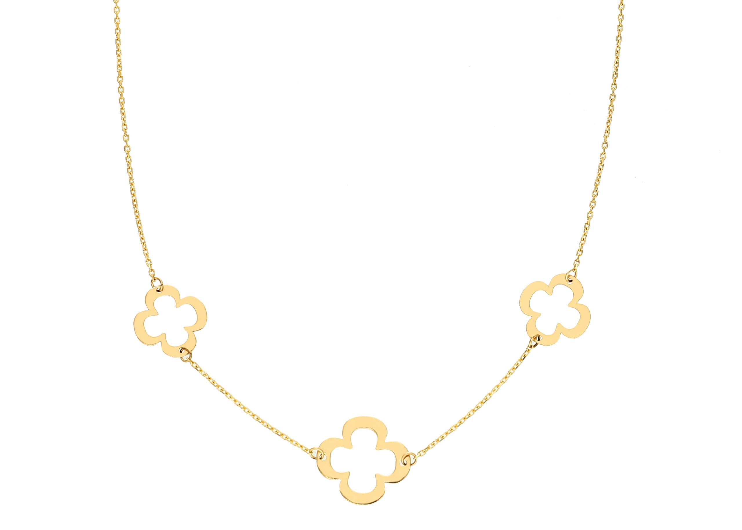 Zlatý Náhrdelník S Květinami Čtyřlístek Choker PR.585