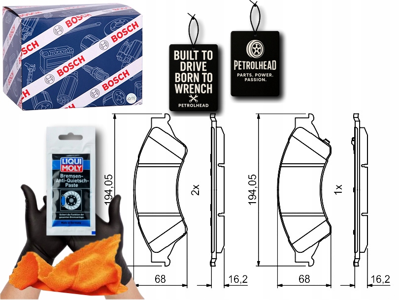 Přední Brzdové Destičky Ford Ranger 2.0D-3.2D 04.11- B #Petrolhead Pro+ Kit3