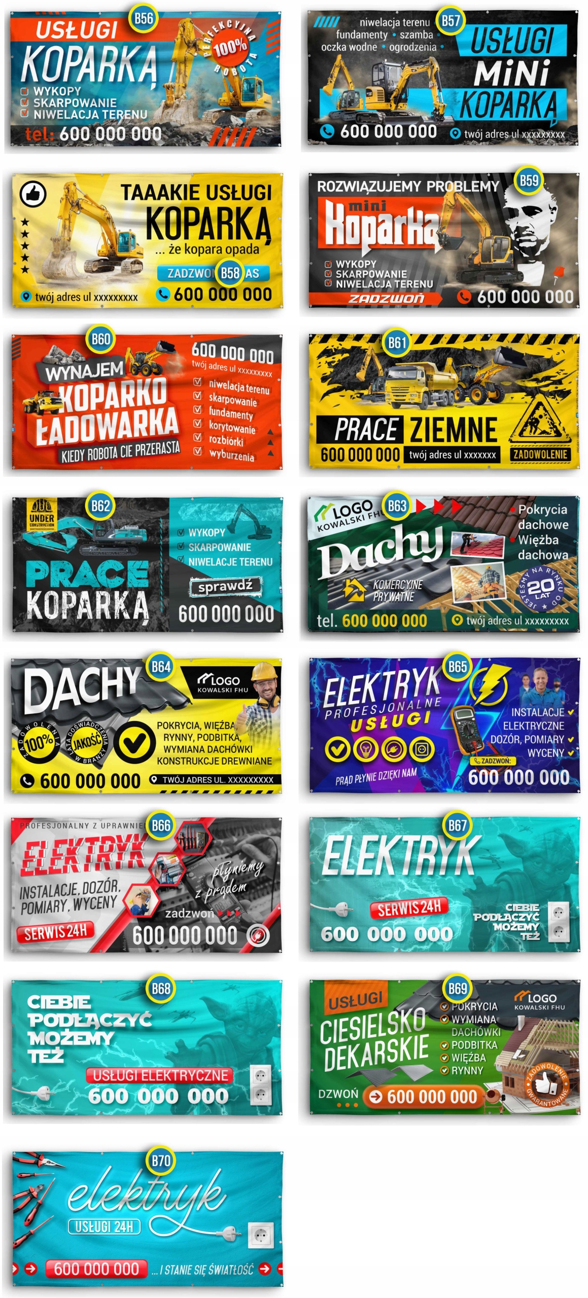 Baner Reklamowy Wzory 400x150cm - Projekt Gratis Oczkowanie co 25 cm