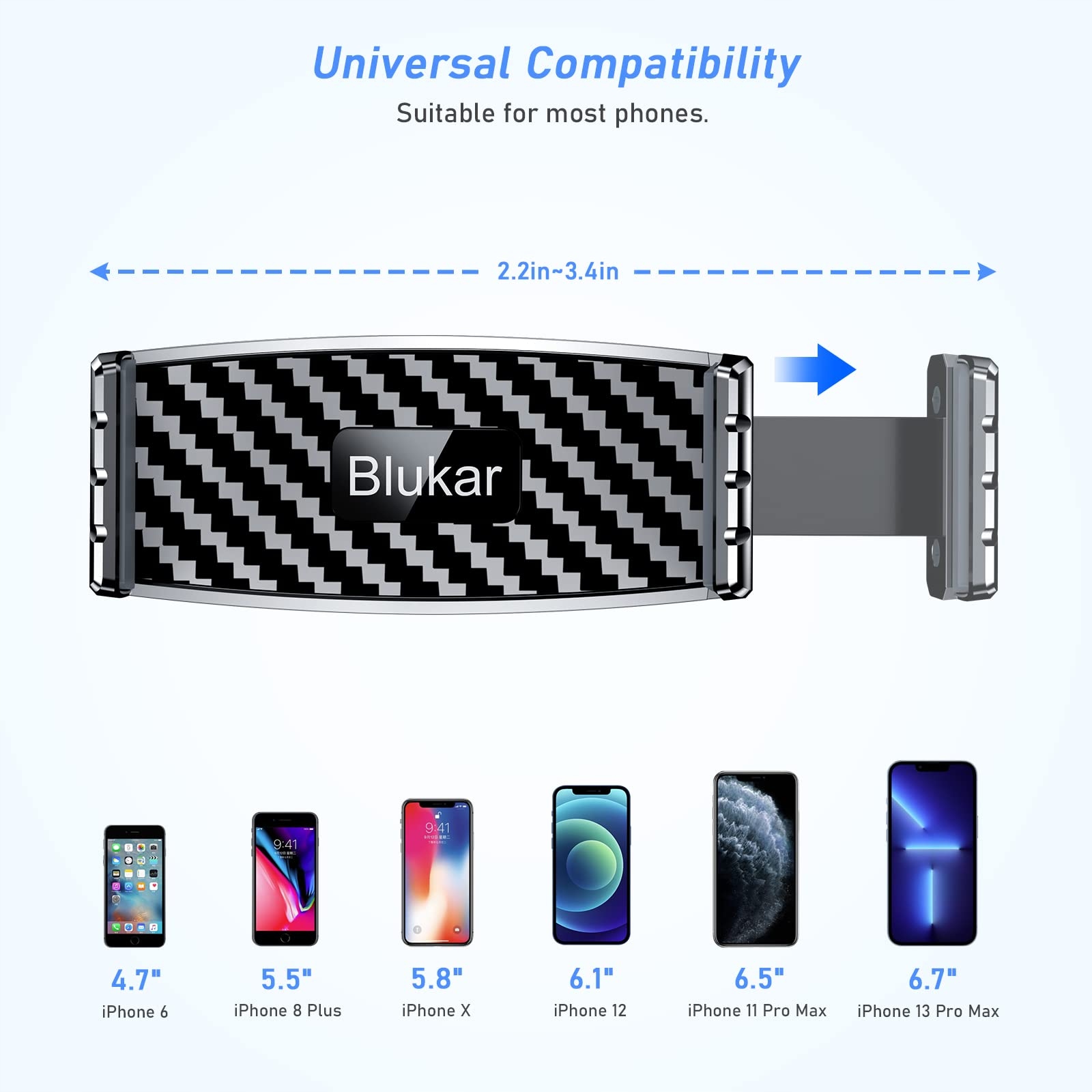 BLUKAR Uchwyt Samochodowy Uniwersalny 360° Do iPhone Galaxy Mate — miniatura 6