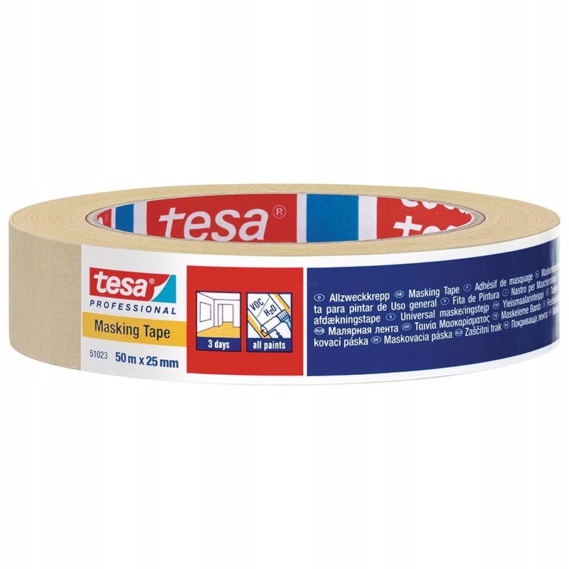 Taśma malarska profesjonalna Tesa 51023-00001-00 51023 żółta, 25mm x 50m-Zdjęcie-0