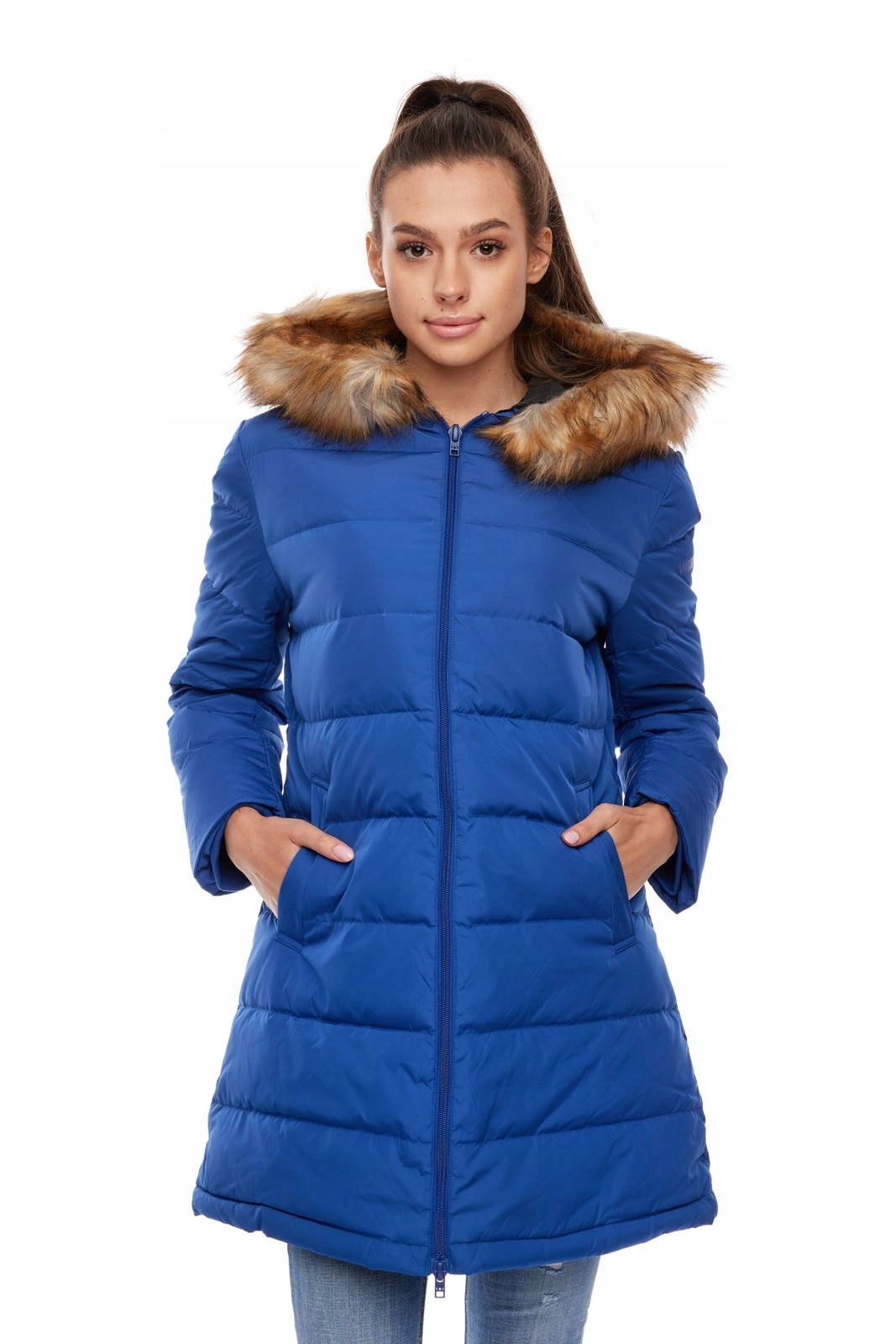 Dámská péřová bunda Wrangler Long Puffer Mazarine Blue W4126VJ7K Xs