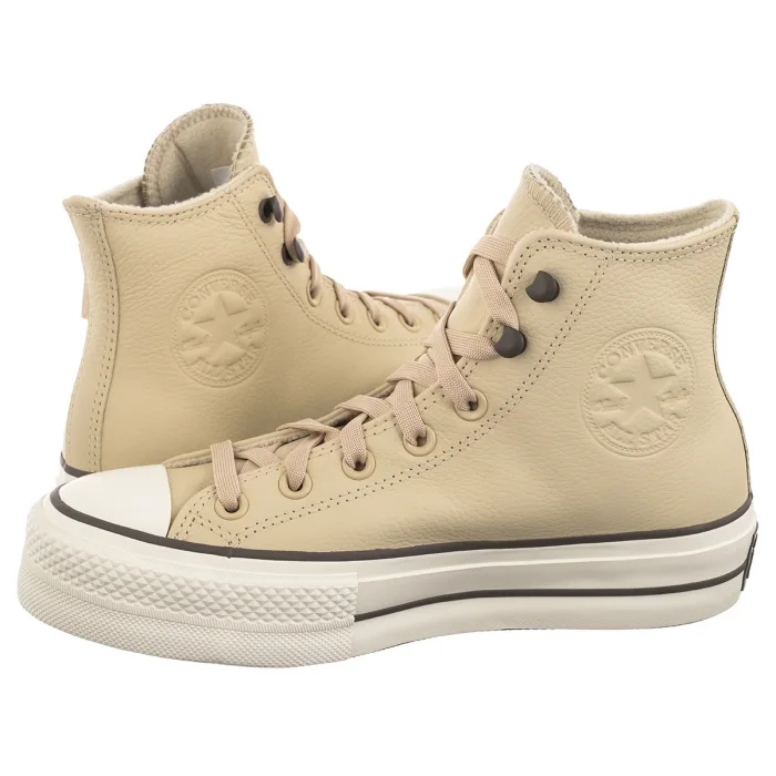 Boty Tenisky Kožené přes kotník Converse Lift Hi Miso Glaze Béžové