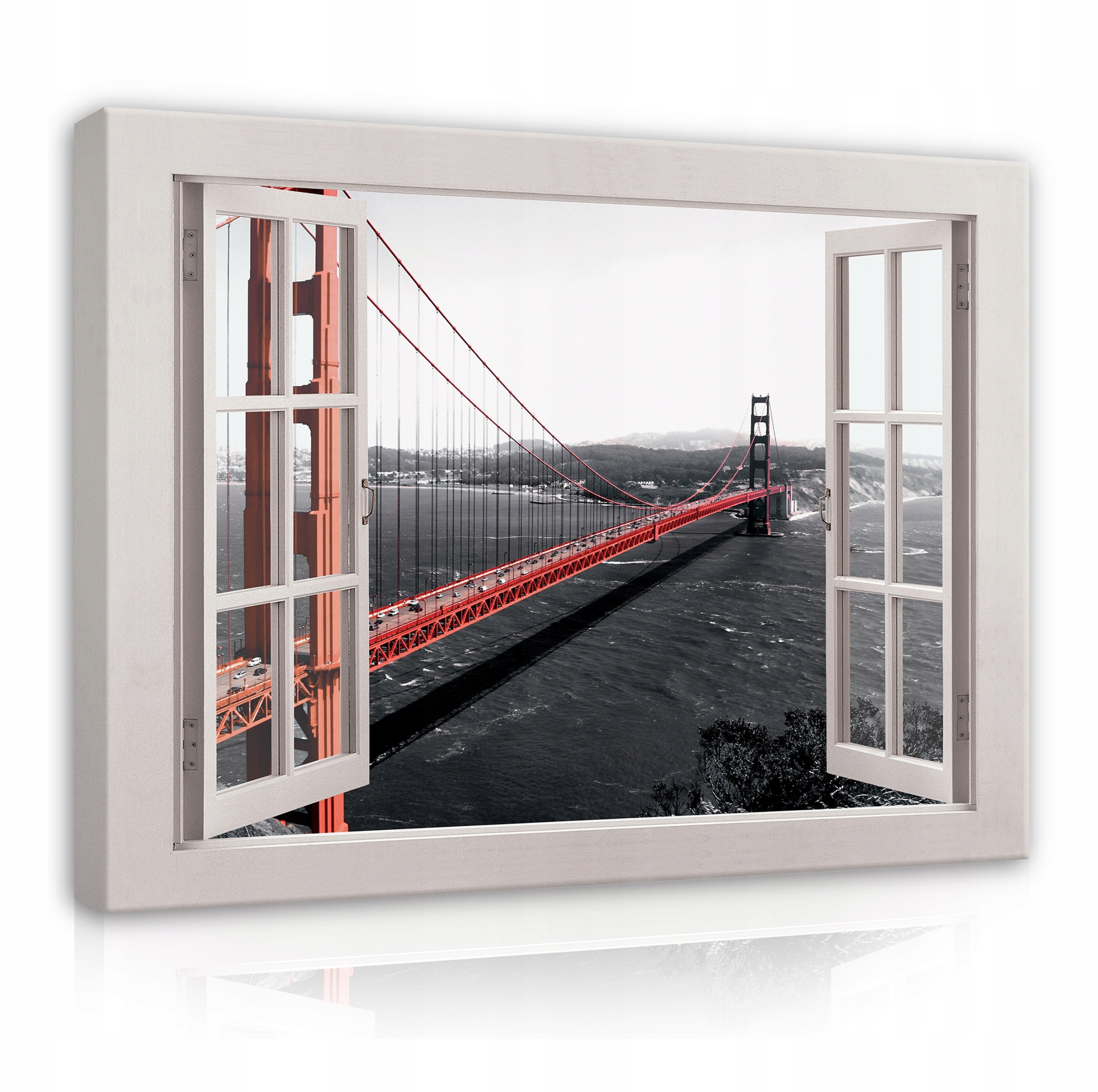 Obraz Okno 3D Na Plátně Červený Most Velký 80x60