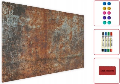 

Metalowa magnetyczna Tablica Rdza 60x40cm +zestaw