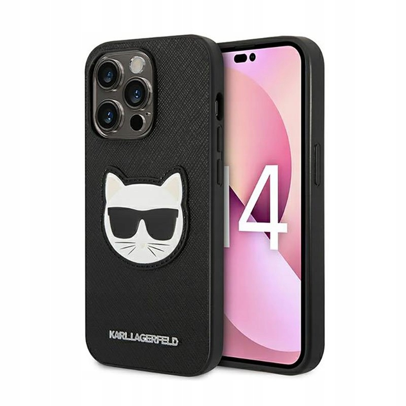 Karl Lagerfeld Saffiano Choupette Head Patch Case iPhone 14 Pro Pouzdro