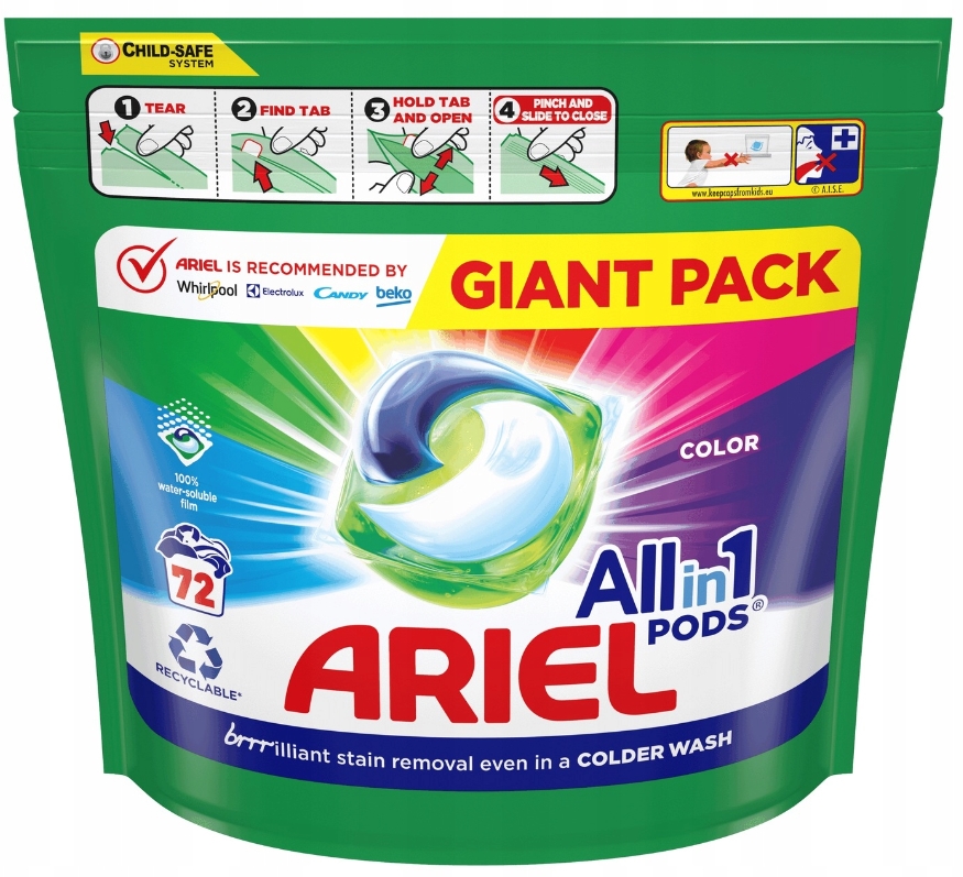 Levně Ariel Pods Kapsle Na Praní Color 72 ks XXL