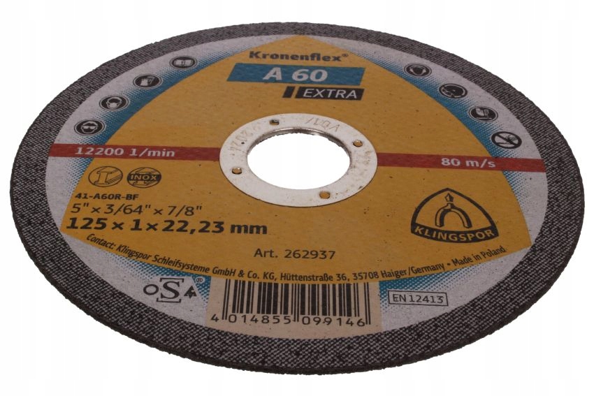 

Tarcza do cięcia metalu A 60 Extra 125x1.0 mm