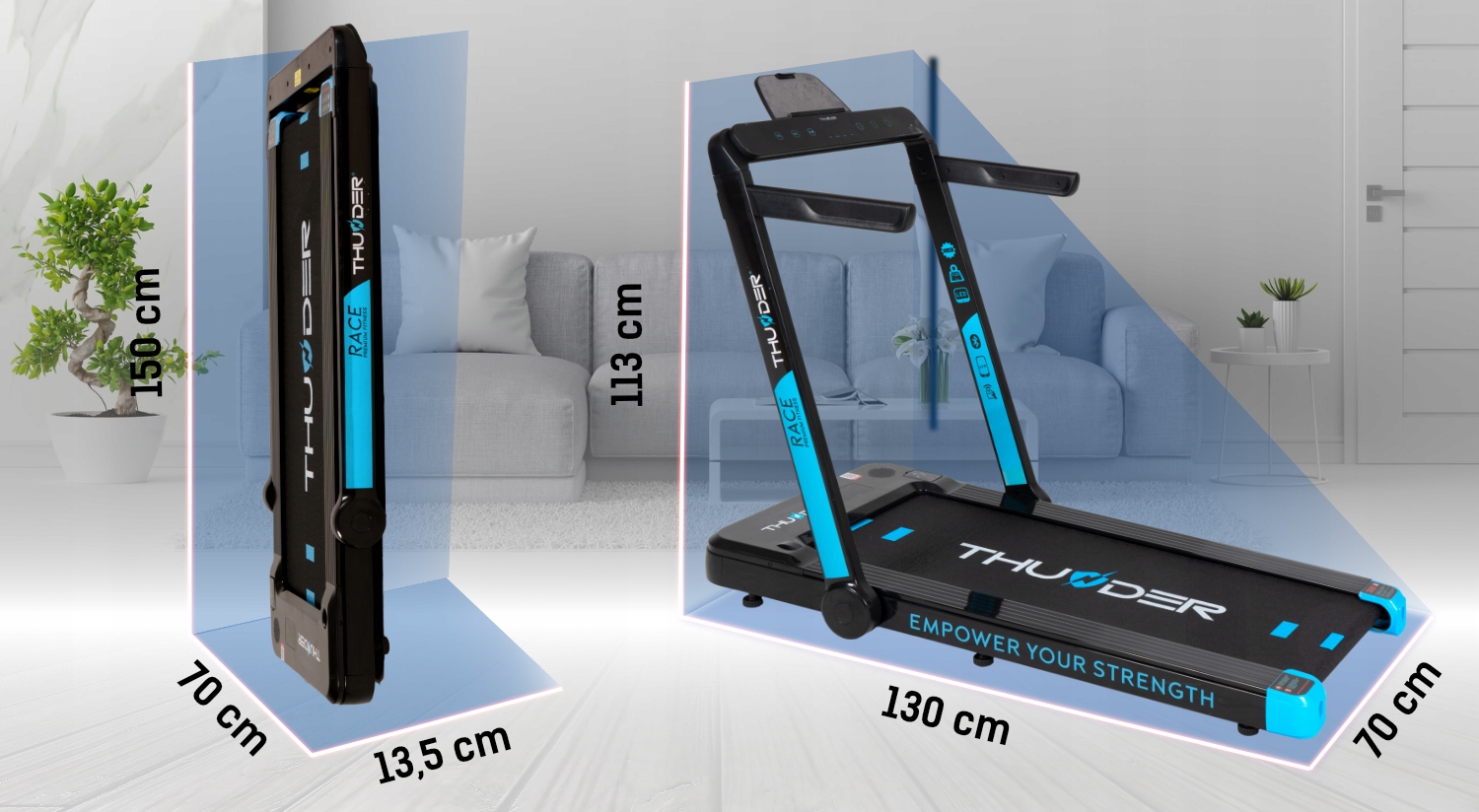 PIONEERING RACE FOLDABLE ELECTRIC TREADMILL 130KG Thunder brand