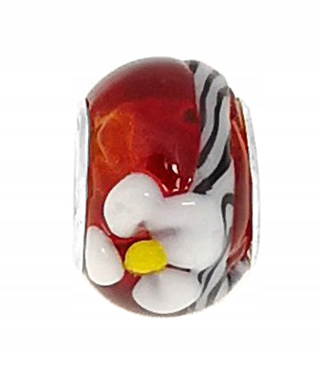 

Zawieszka beads czerwony w białe kwiaty