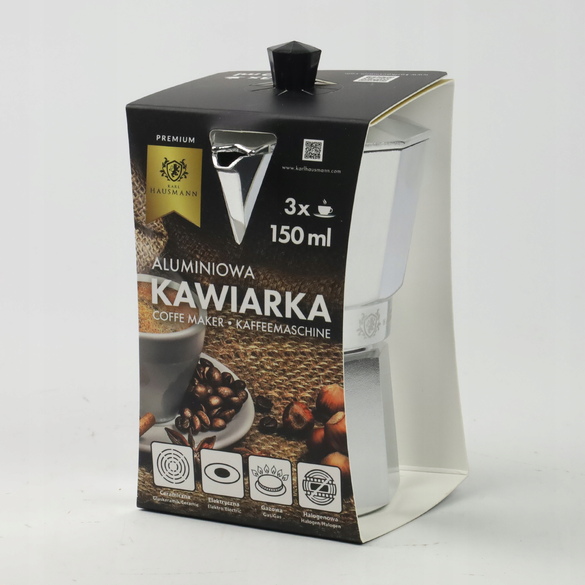 KAWIARKA ALUMINIOWA ZAPARZACZ DO KAWY KAFIETERKA WŁOSKA MOKA NA 3 KAWY