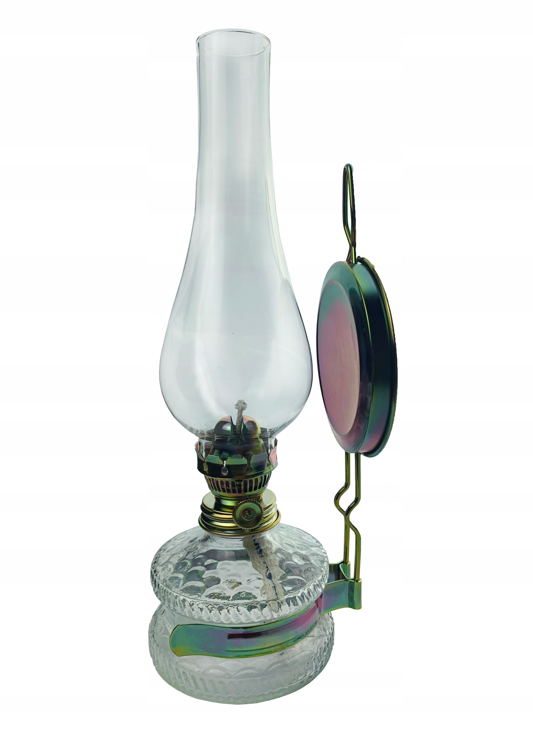 

Lampa naftowa ze szklanym cylindrem i odbłyśnikiem