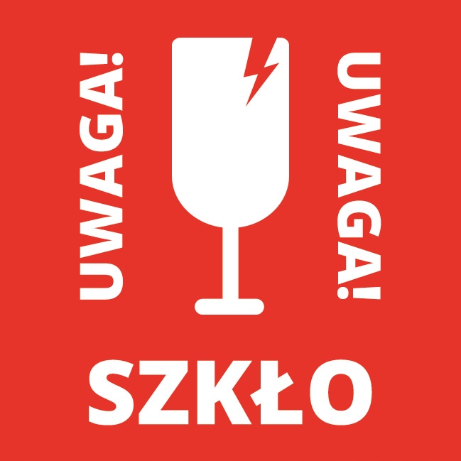 

Etykiety naklejki ostrożnie Uwaga Szkło 1000szt