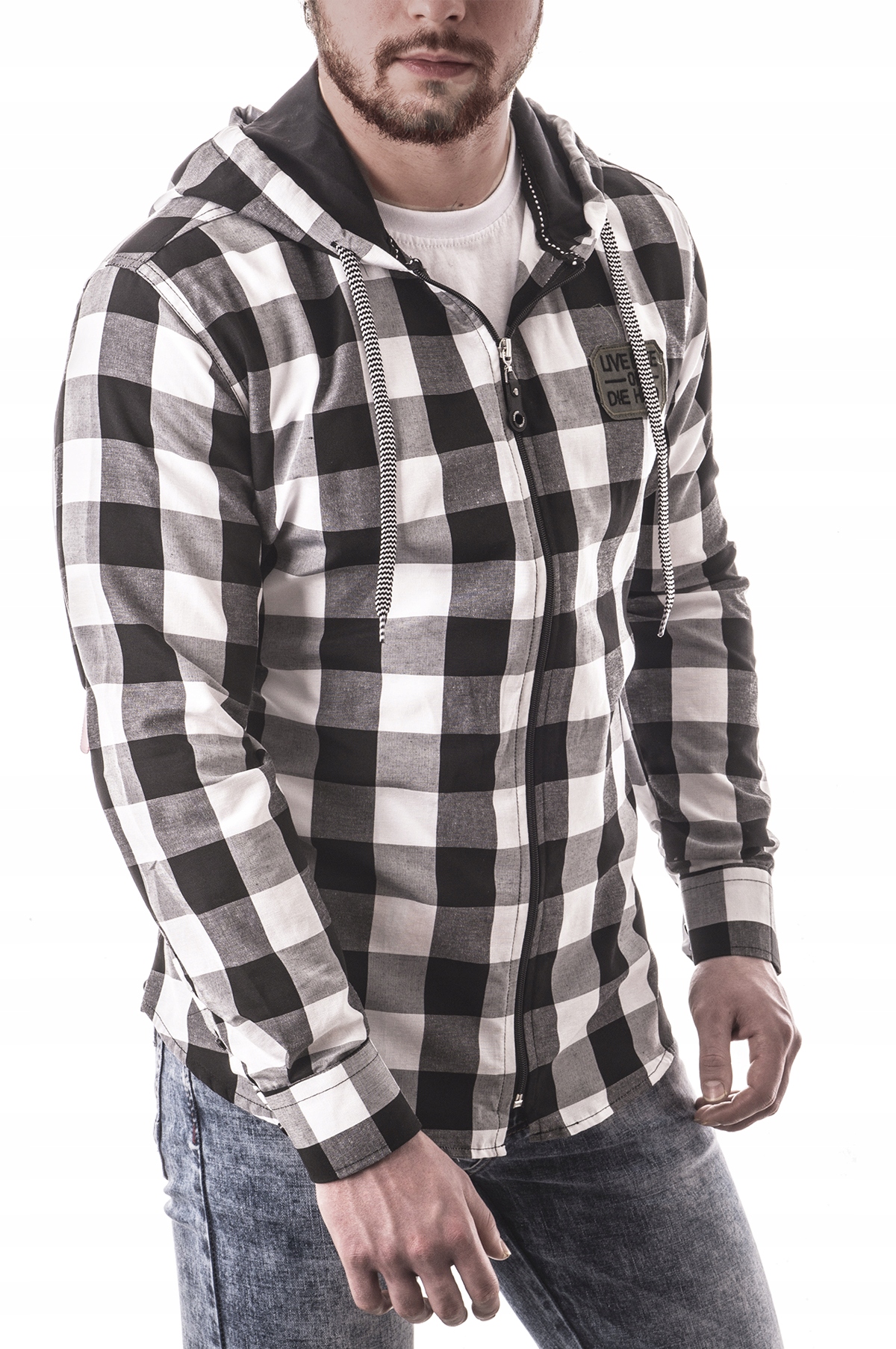 M - KOSZULA MĘSKA CASUAL Z KAPTUREM 19-614A Model 19-614