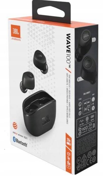 JBL WAVE 100 TWS SŁUCHAWKI BEZPRZEWODOWE DOUSZNE Zasięg 10 m