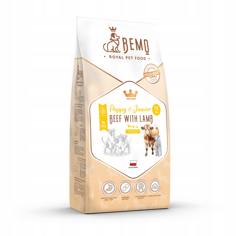 Levně Bemo Puppy Junior krmivo 15 kg pro štěňata, hovězí maso, velké jehněčí maso