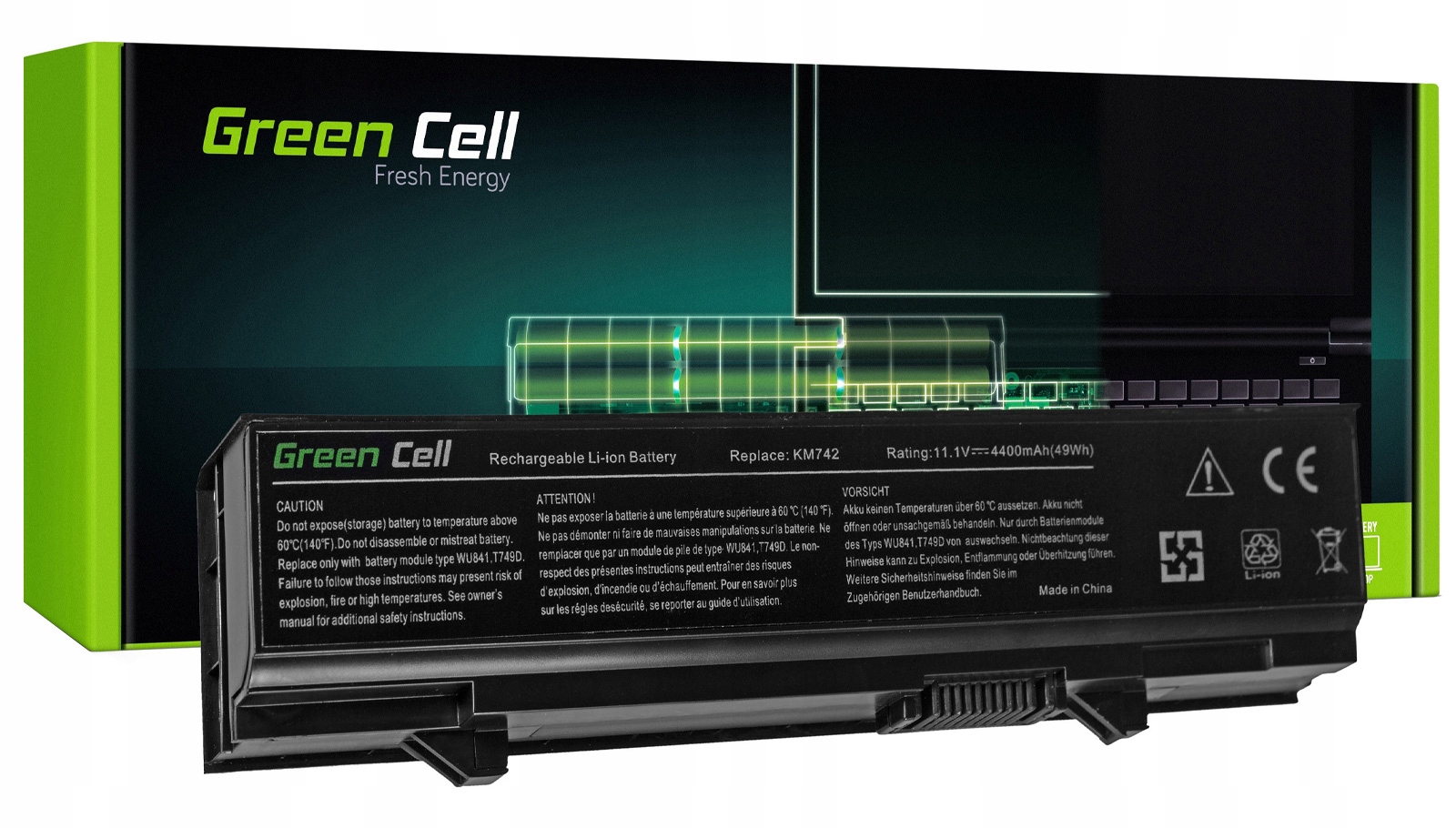 Bateria Green Cell do laptopa Dell Latitude E5400 E5500 E5410 E5510 4400MAH