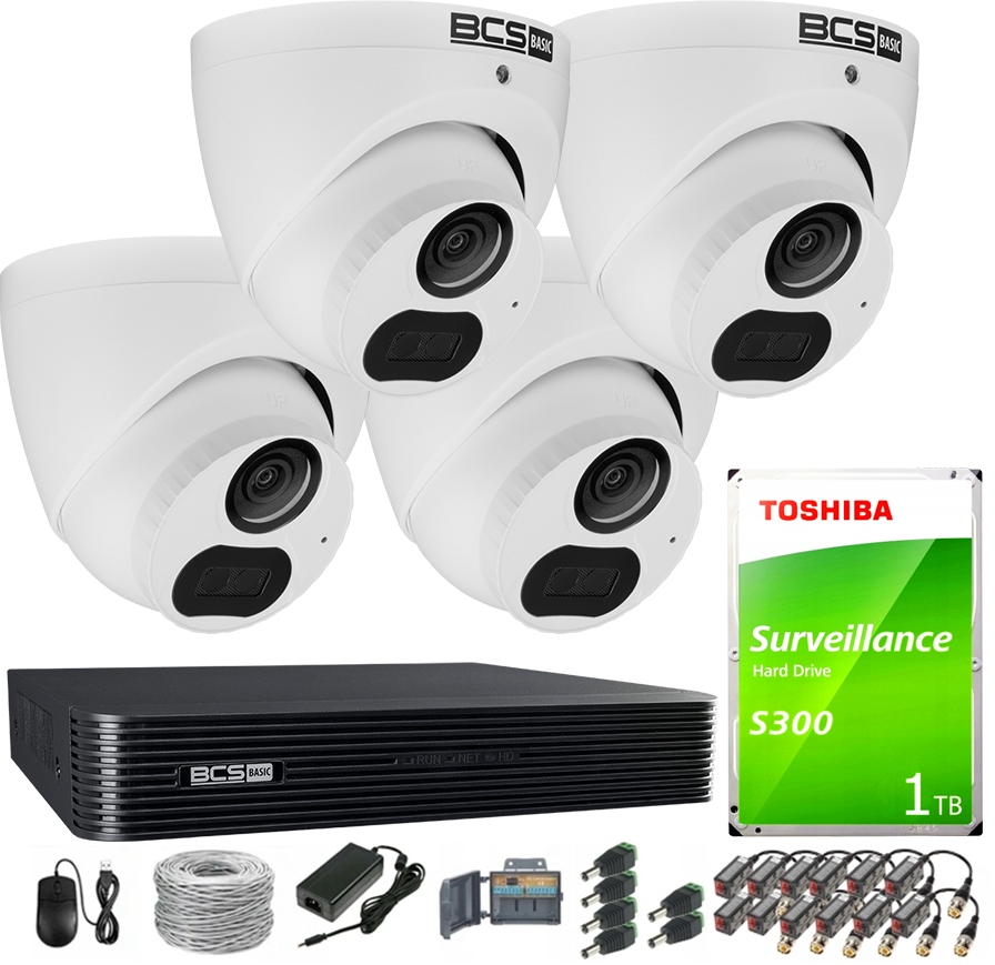 Monitorovací sada 4 kamery 5Mpx Analog Ahd/cvi/tvi 4v1 rekordér HDD1TB