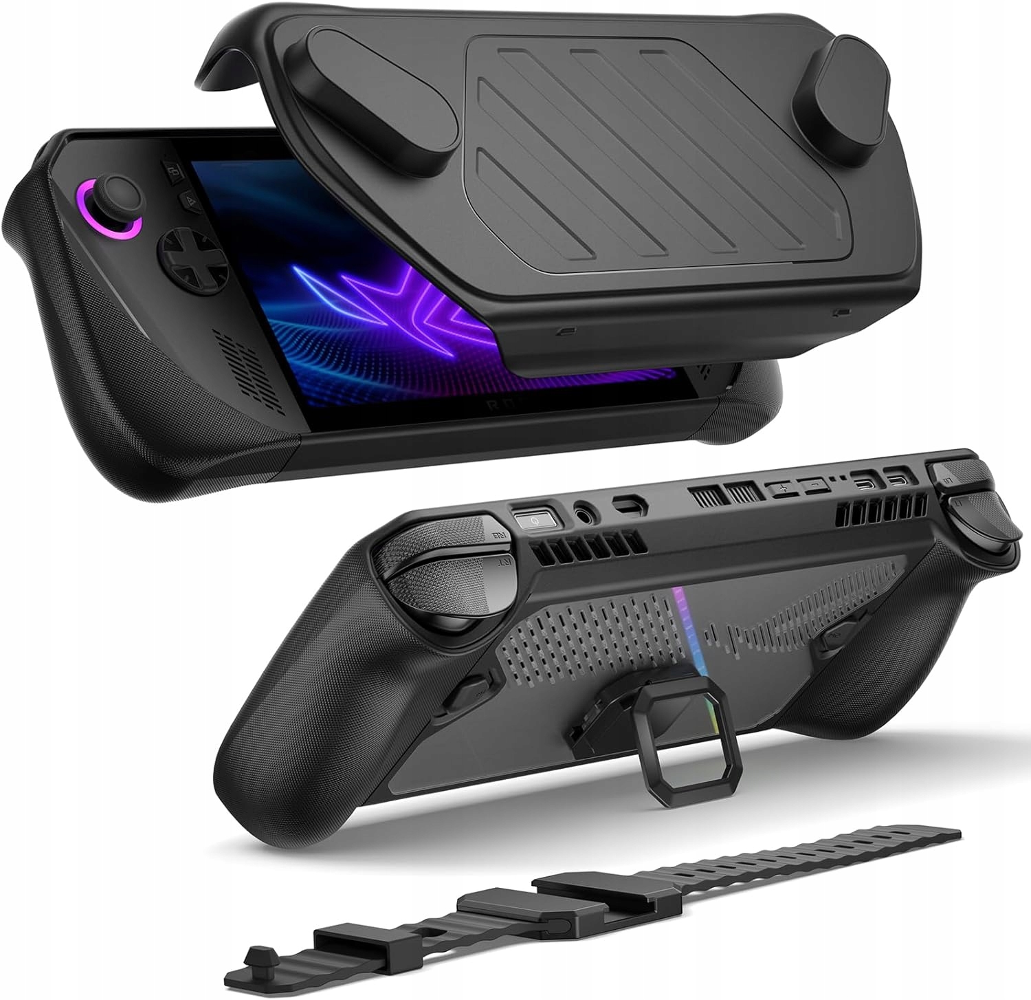 JSAUX ModCase do ROG Ally X Etui ochronne metalowy uchwyt i pasek czarny