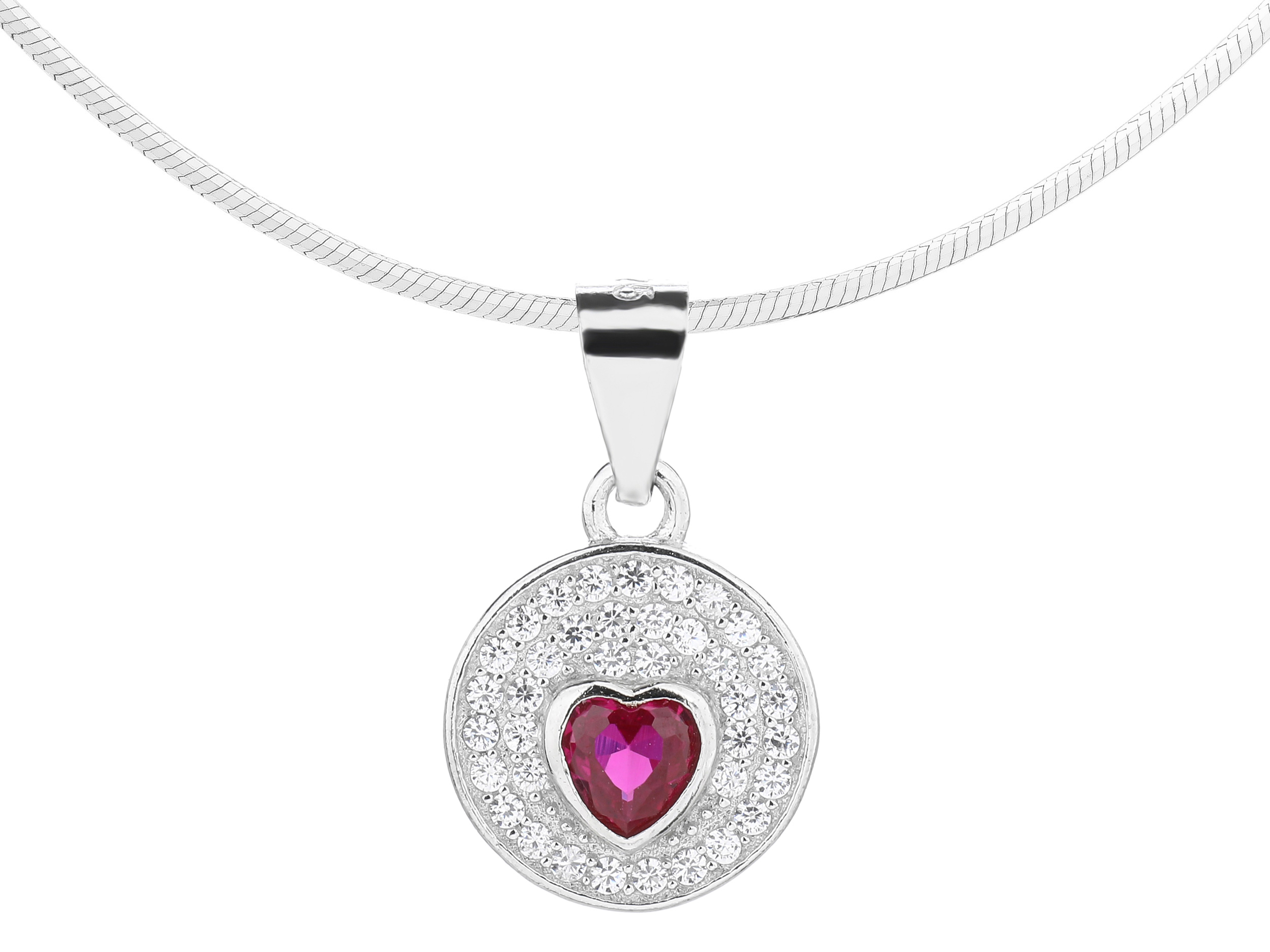 Jemný stříbrný náhrdelník s zirkony Zirkon Srdce Krátký Choker 40 cm