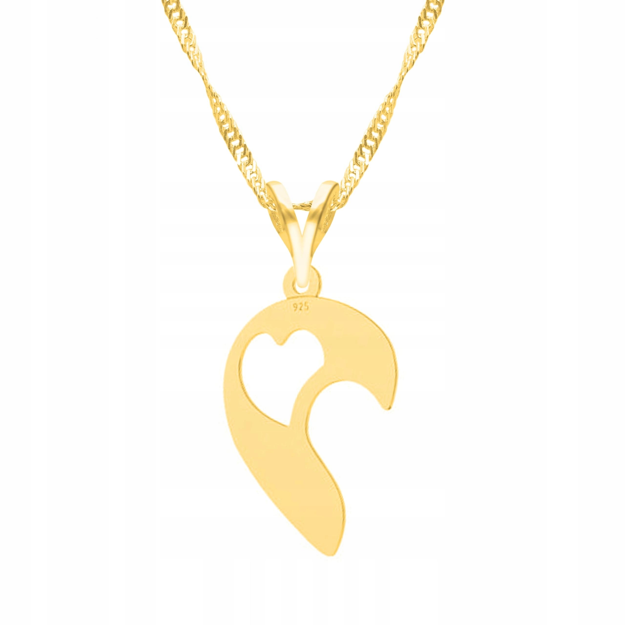 Zlatý náhrdelník s zlomeným srdíčkem Zlomené srdíčko Stříbro 925