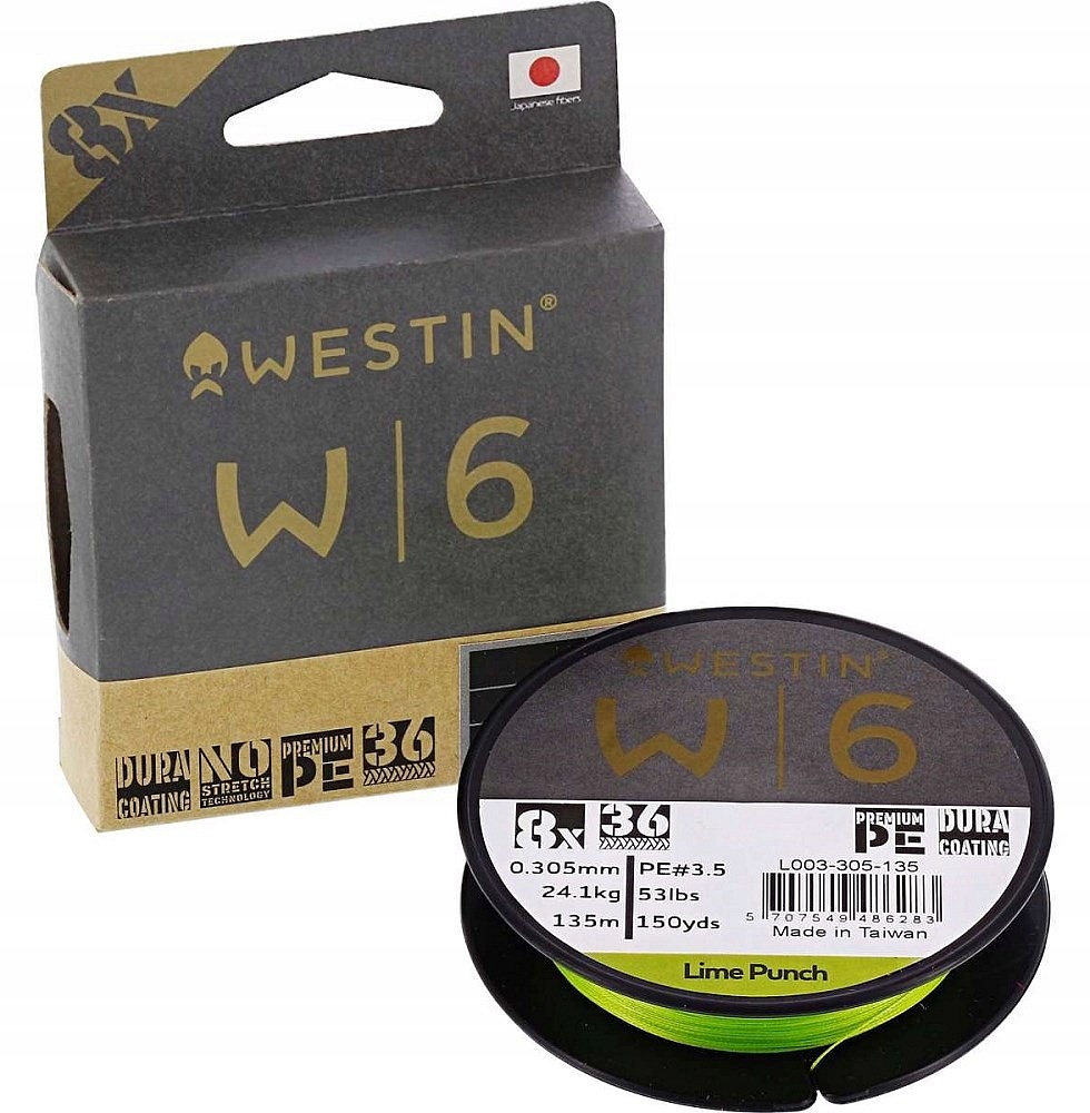 Westin Šňůra W6 8 Braid Lime Punch 135 m 0,08 mm 3,7 kg