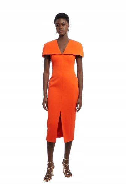 Karen Millen Oranžová Tužková Šaty Petite 36 B1F