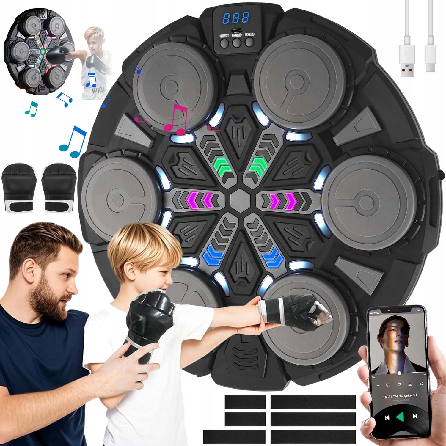 Bluetooth Tréninková Boxovací Deska Na Zeď S Hudební Tabulí Pro Děti